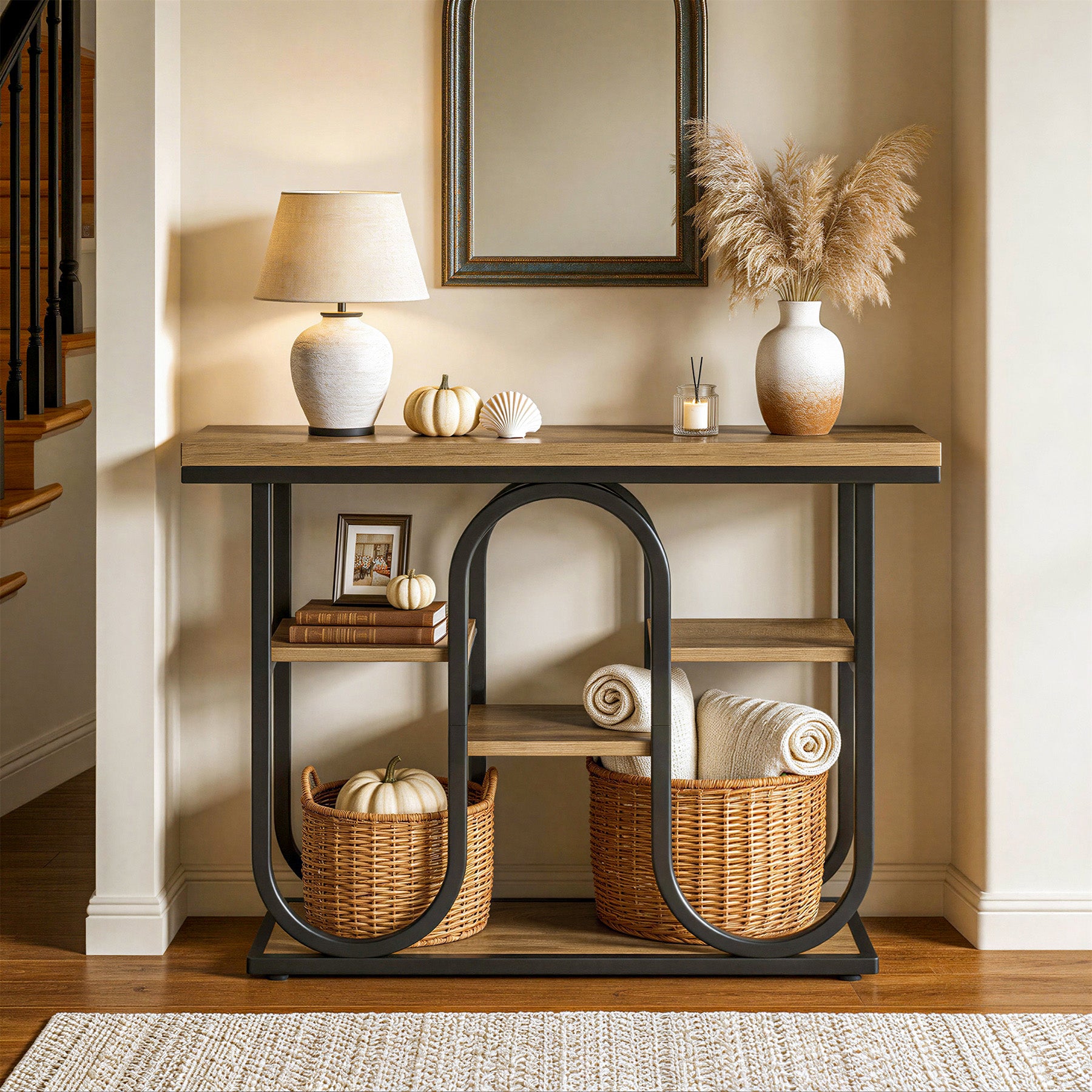 Tribesigns 39.4" Console Table, 4-Tier Industrial Sofa Table for Entryway