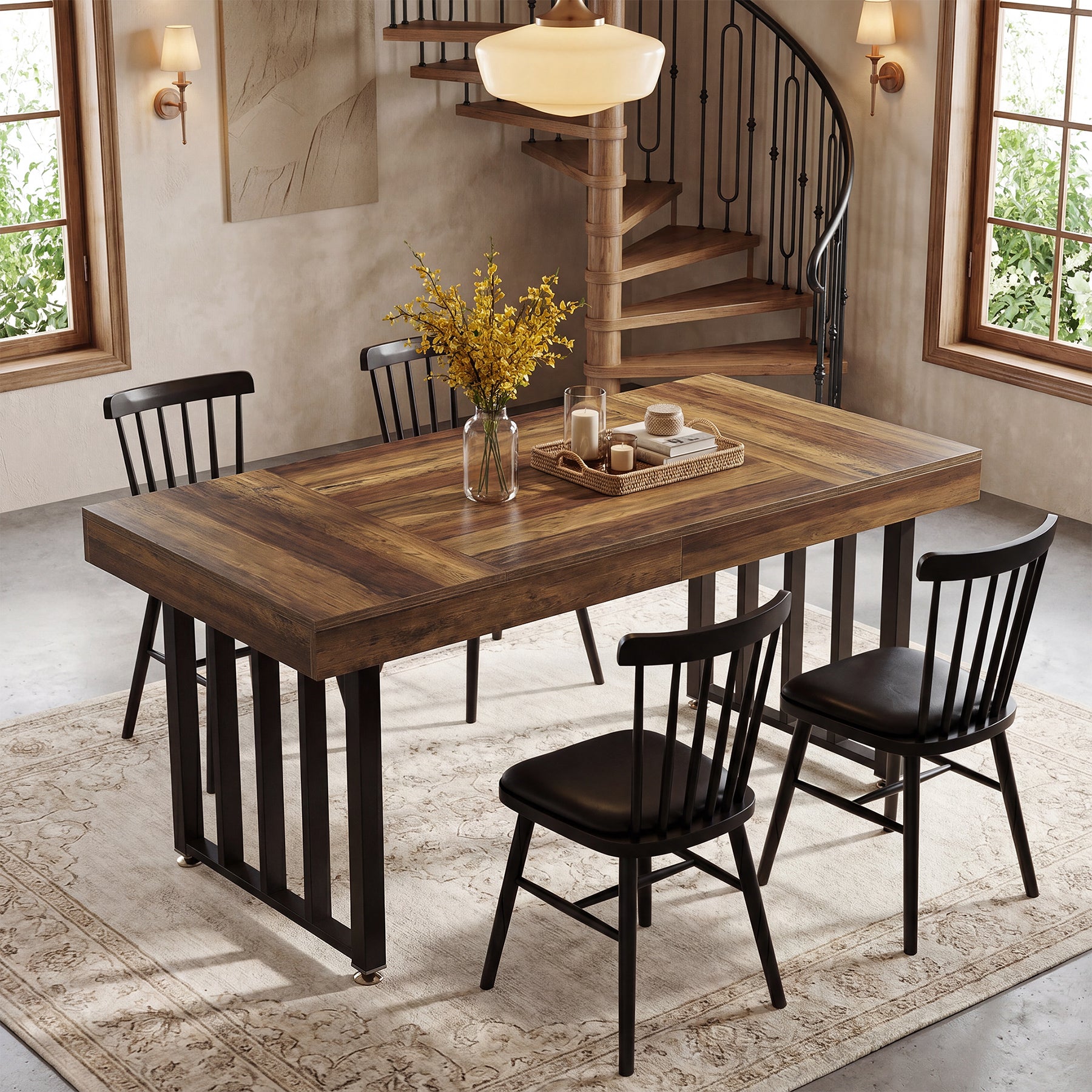 55-Inch Rectangular Dining Table for 4, Thick-Top Kitchen Table for Small Spaces