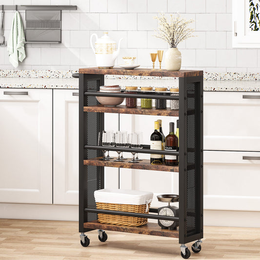 Tribesigns Kitchen Cart, 4 Tier Slim Storage Rolling Cart Spice Rack Tribesigns