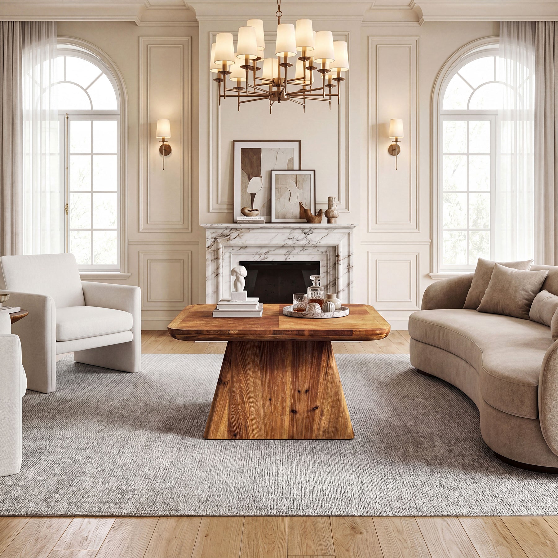 Tribesigns 31.5-Inch Square Coffee Table, Classic Living Room Center Table with Pedestal Base for Modern Home