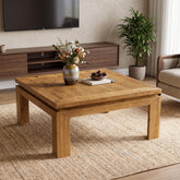 Tribesigns 39.4-Inch Solid Wood Coffee Table with Recessed Edge, Square Farmhouse Center Table for Living Room 3