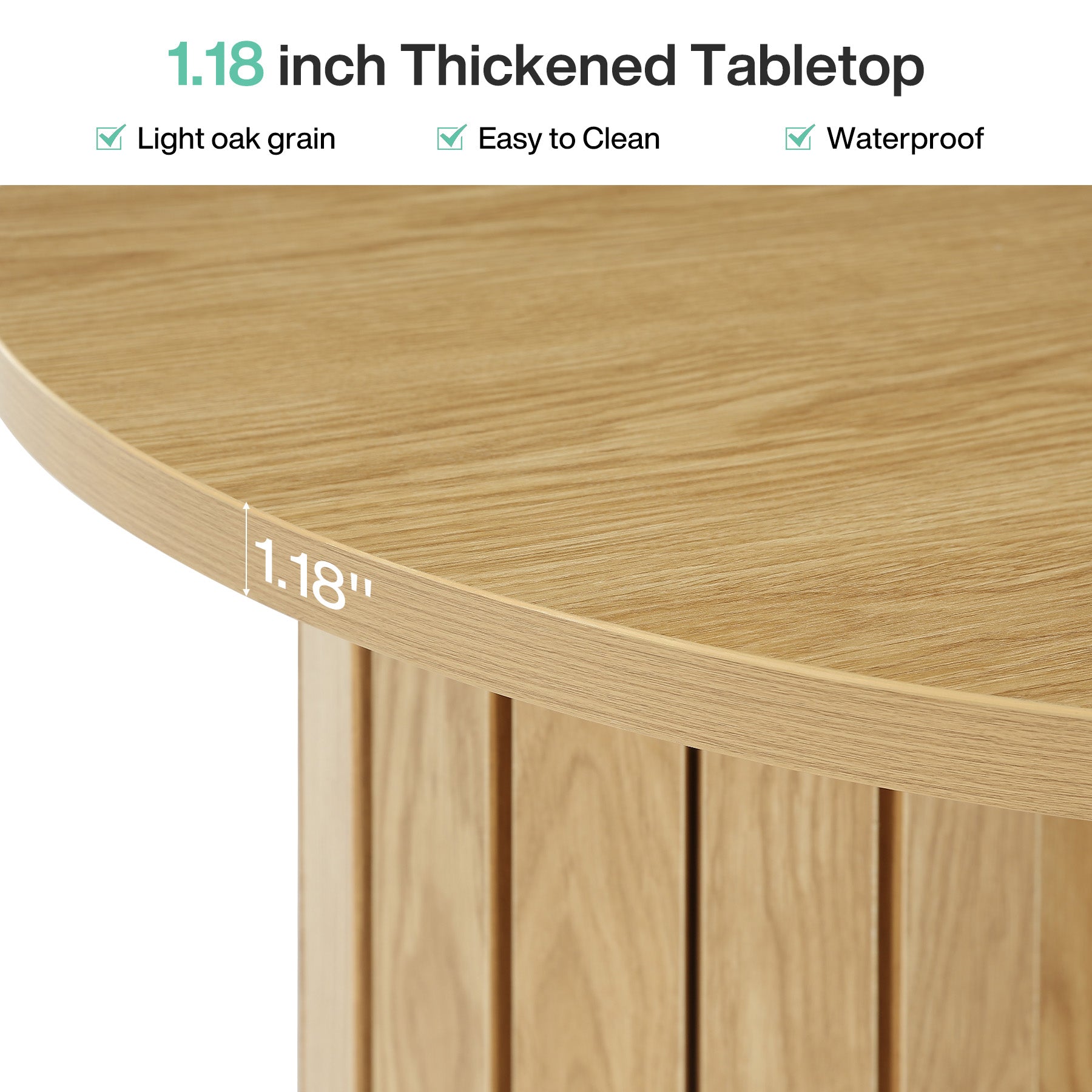 31.5-Inch Round Coffee Table, Wooden Circle Center Table with Fluted Three-Lobed Base for Living Room Apartment