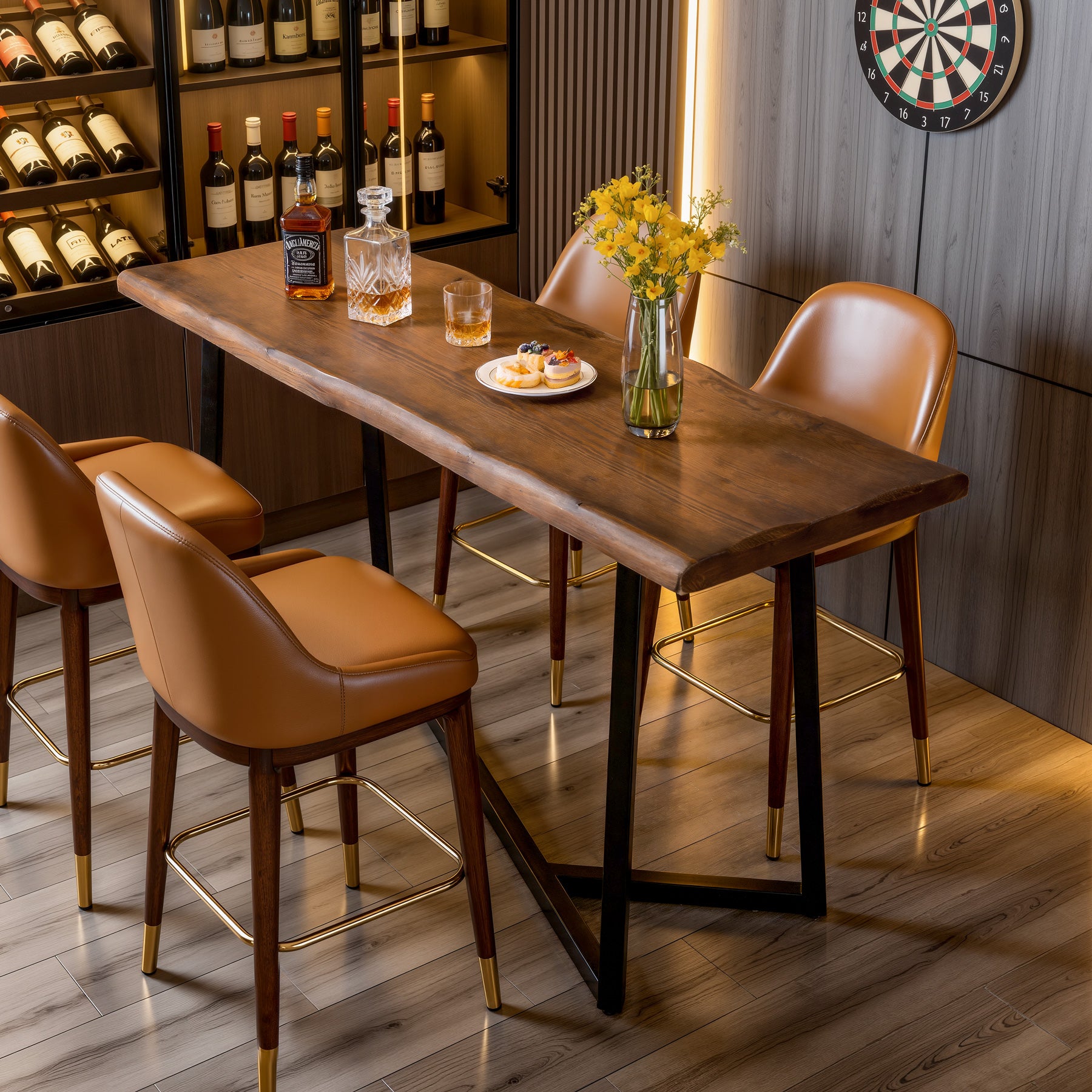 Tribesigns 63-Inch Solid Wood Bar Table with Metal Frame, Counter Height Pub Table for Kitchen
