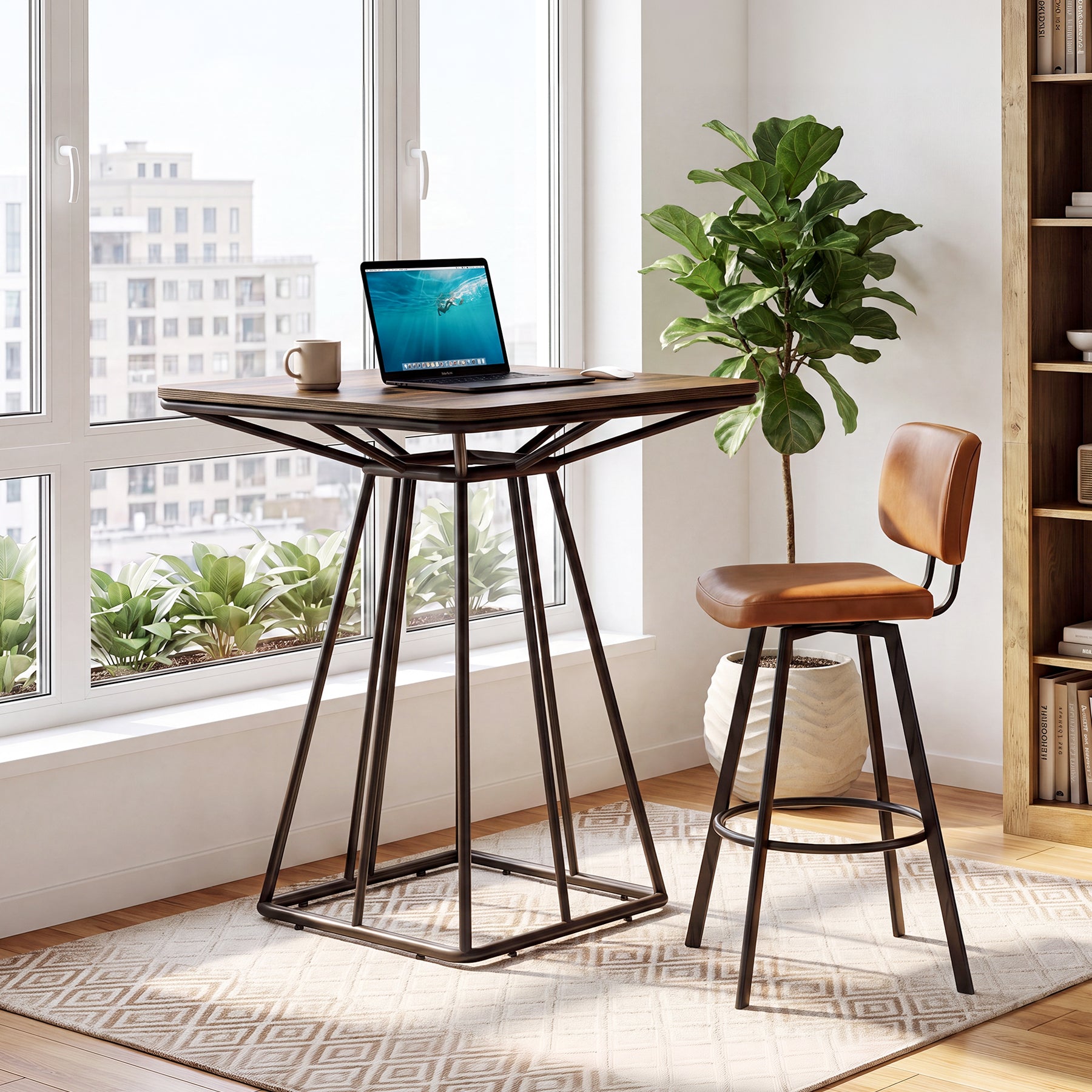 Tribesigns 31.5 Inch Square Bar Table, Geometric Pedestal Base for Kitchen Dining and Bistro Spaces
