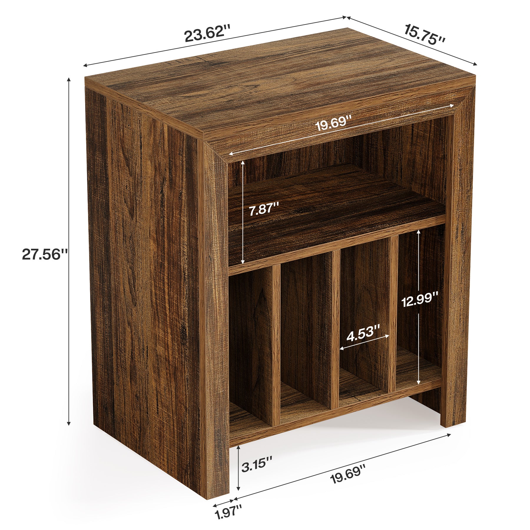 Tribesigns Industrial Record Player Cabinet with Wheels, Vinyl CD Media Storage Side Table