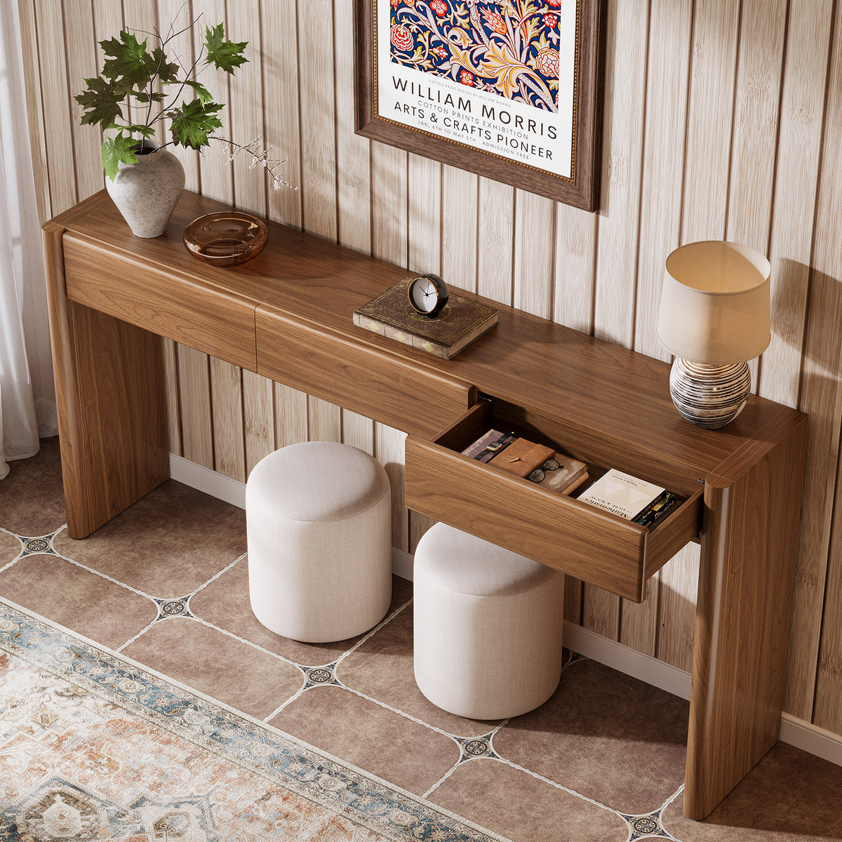 70.9 Inch Console Table with 3 Drawers and Open Shelf, Farmhouse Entryway Sofa Table for Living Room