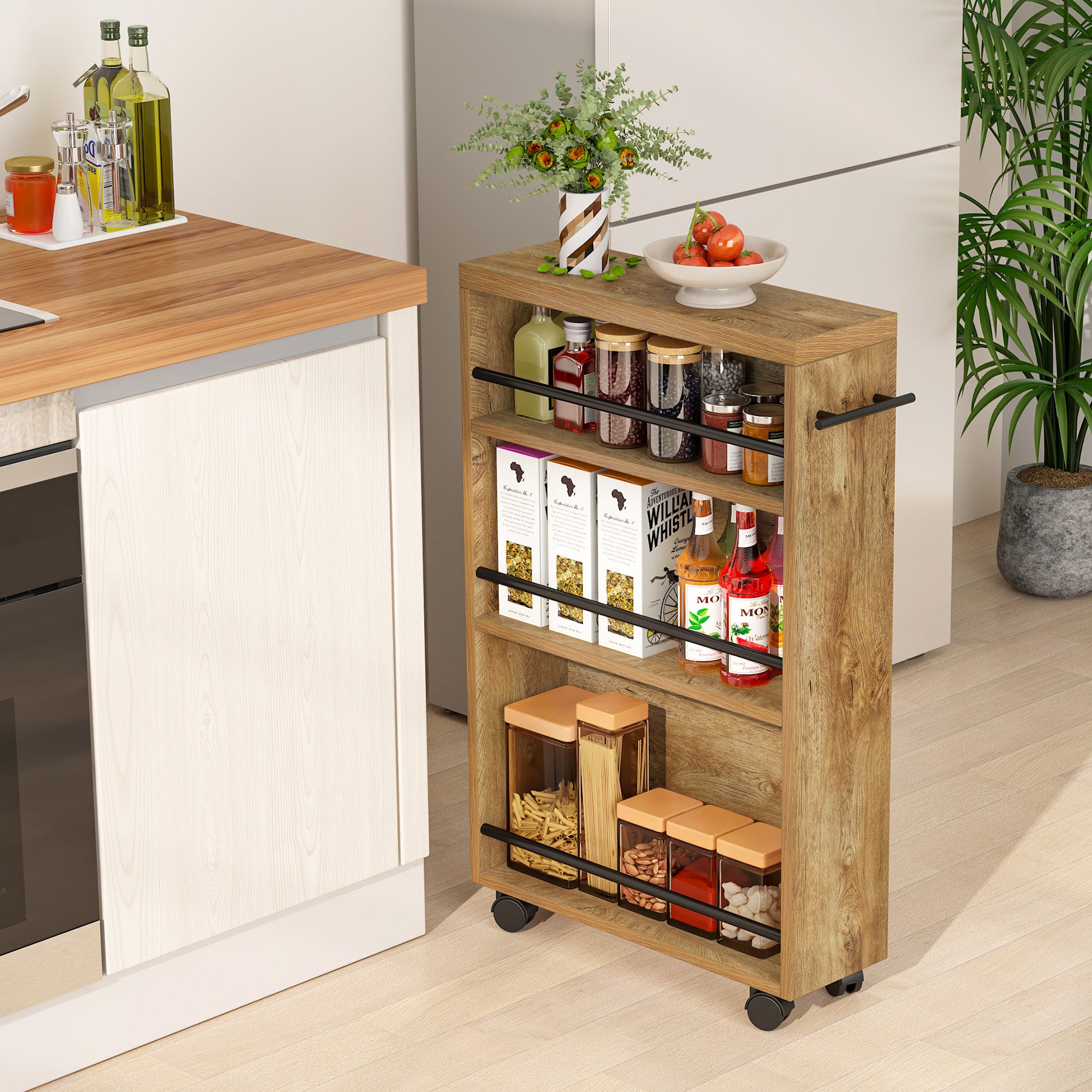 Tribesigns Slim Rolling Storage Cart, Narrow Utility Cart for Kitchen Bathroom