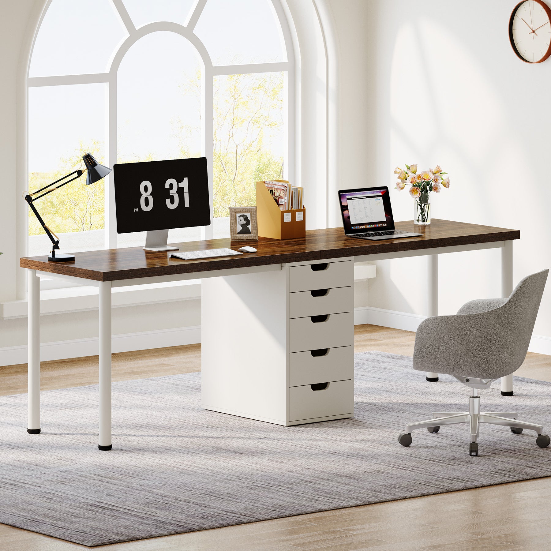 Tribesigns 78.7-Inch Two-Person Computer Desk with 5 Drawers, Double Office Workstation for Home Office