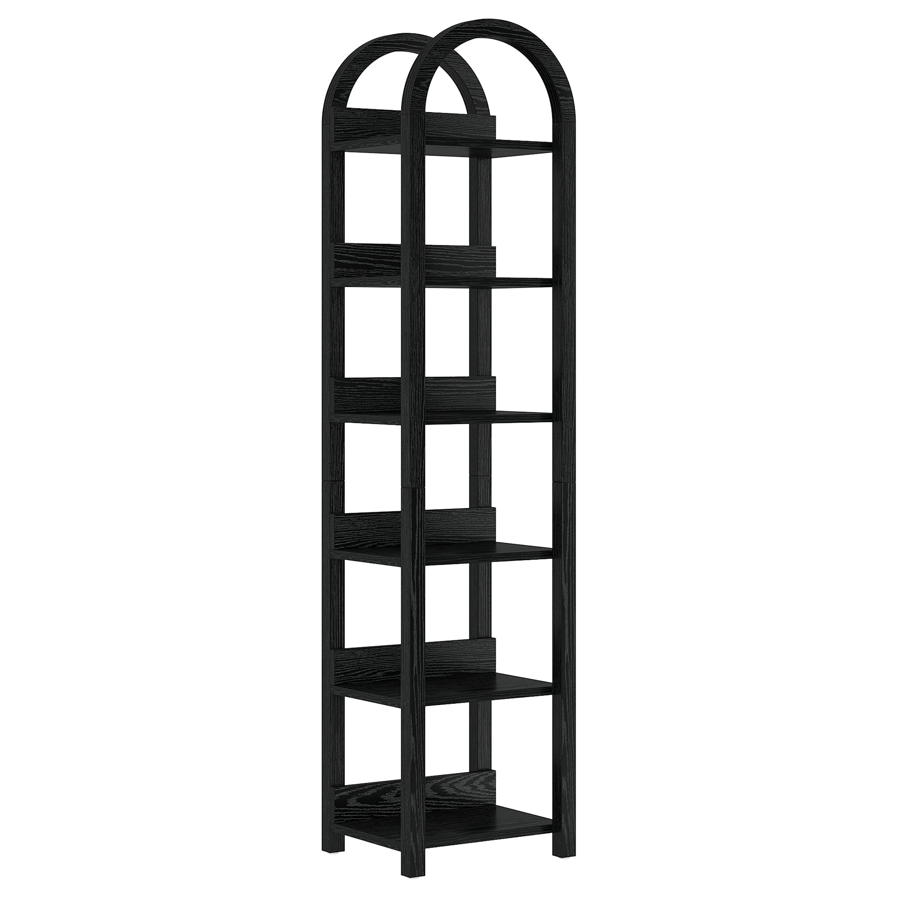 70.87-Inch 6-Tier Narrow Bookshelf with Arched Top, Tall Slim Bookcase