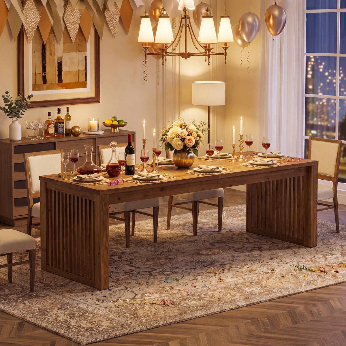 Tribesigns 79" Solid Wood Dining Table with Mission-Style Legs, Large Farmhouse Table for 6-8