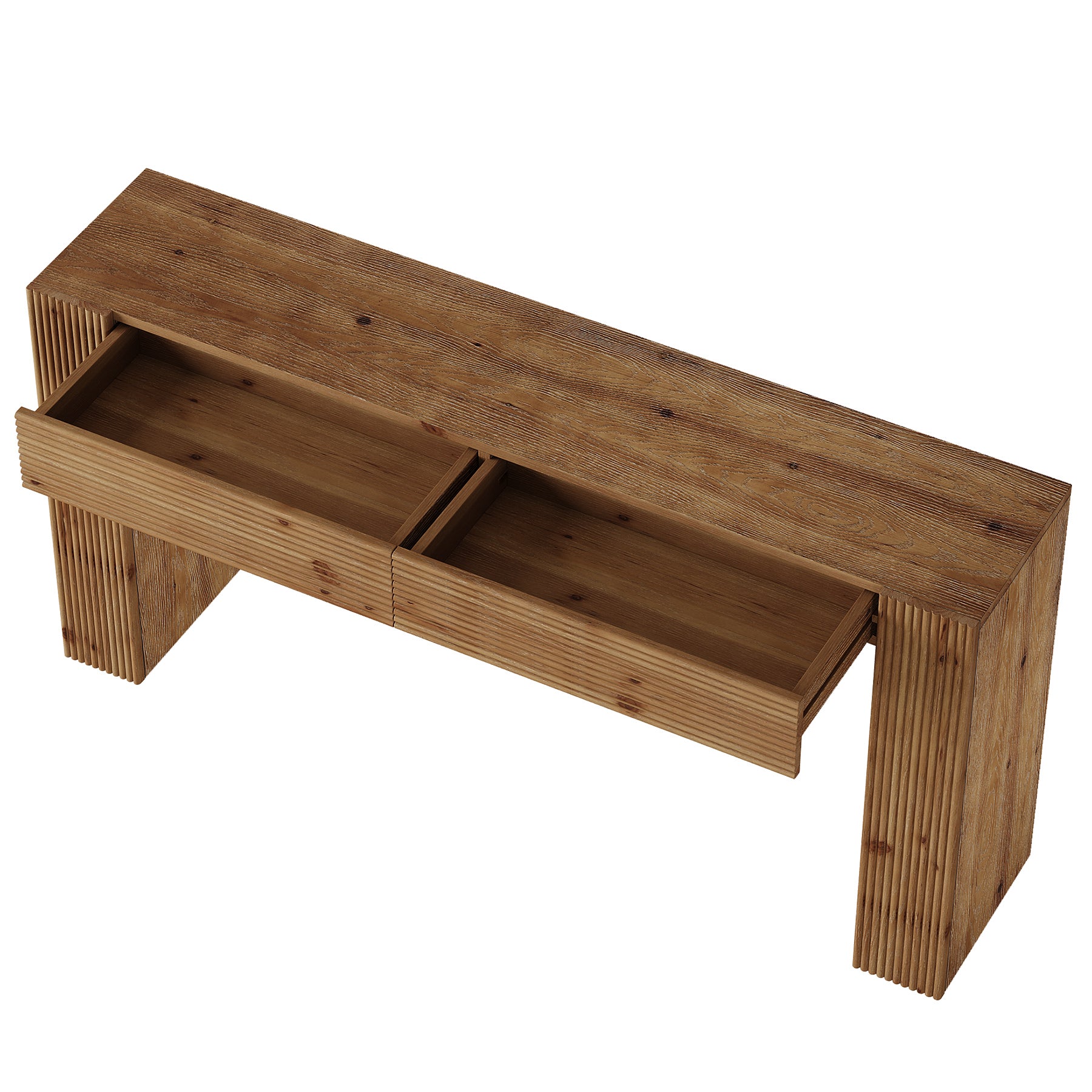 Tribesigns 63-Inch Solid Wood Console Table with 2 Drawers, Fluted Farmhouse Table for Hallway