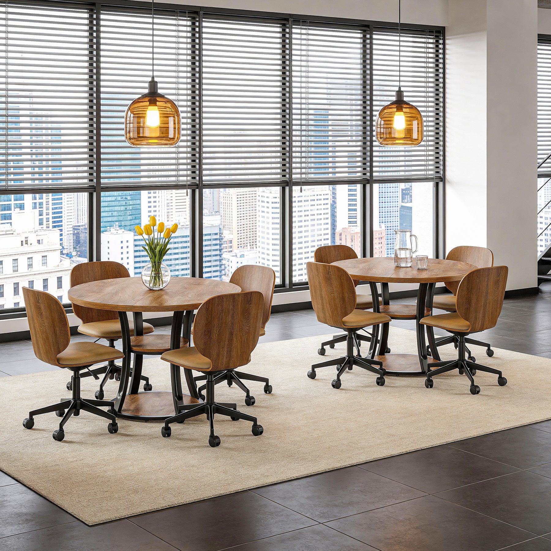 Tribesigns 39-Inch Round Conference Table, Compact Meeting Table with Storage Shelf