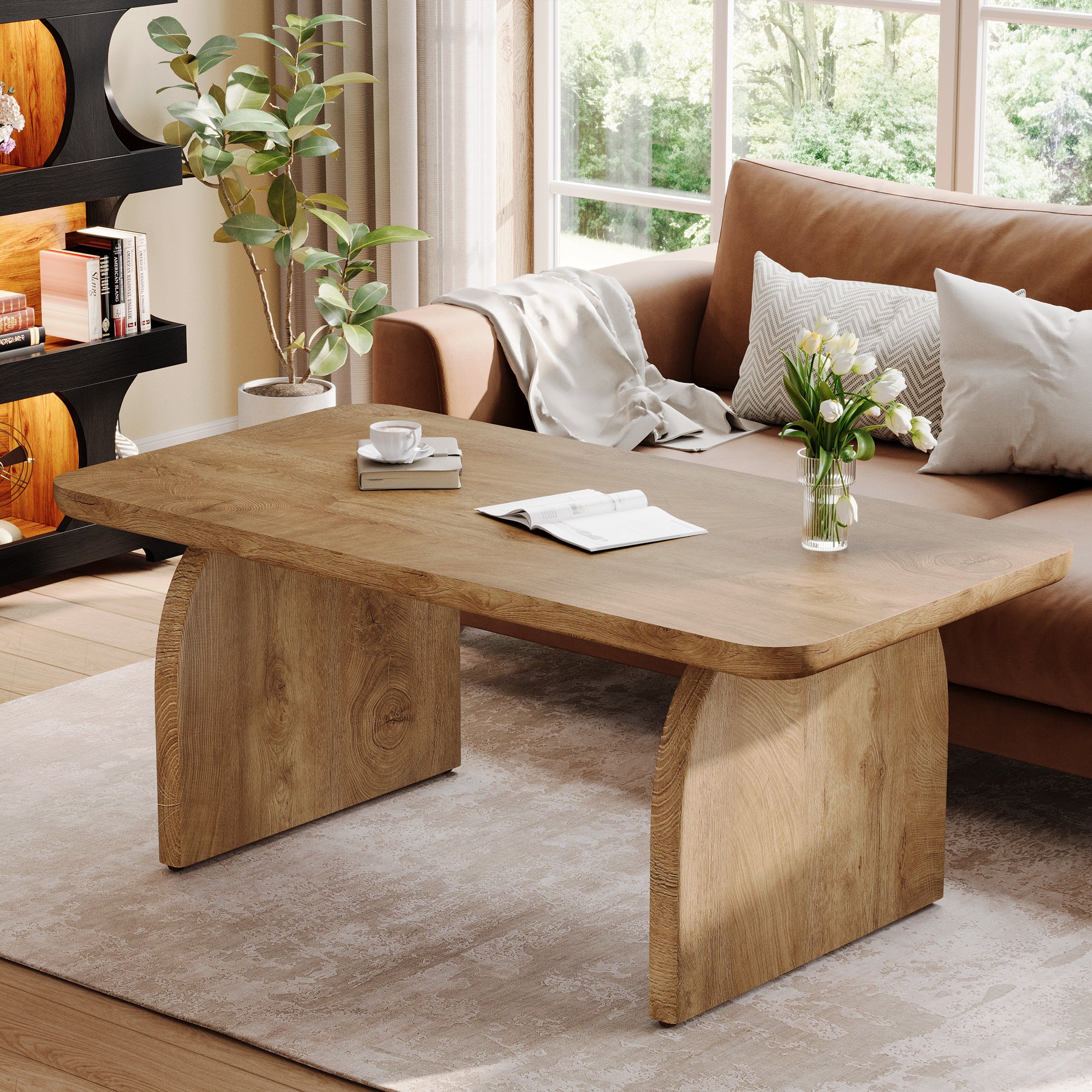 47 Inch Wood Rectangular Coffee Table, Living Room Table