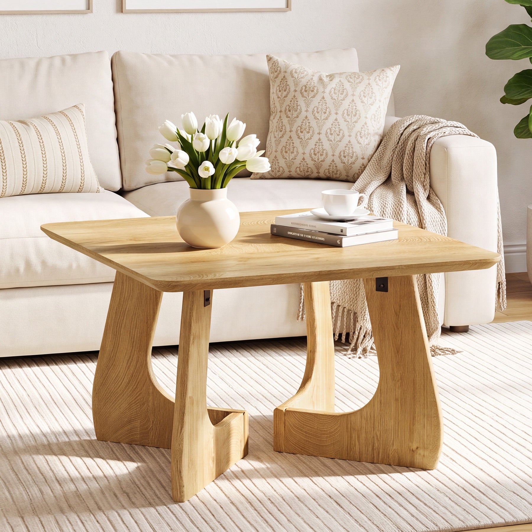 Tribesigns 31.5 Inch Square Coffee Table with Interlocking Legs, Mid-Century Table for Living Room