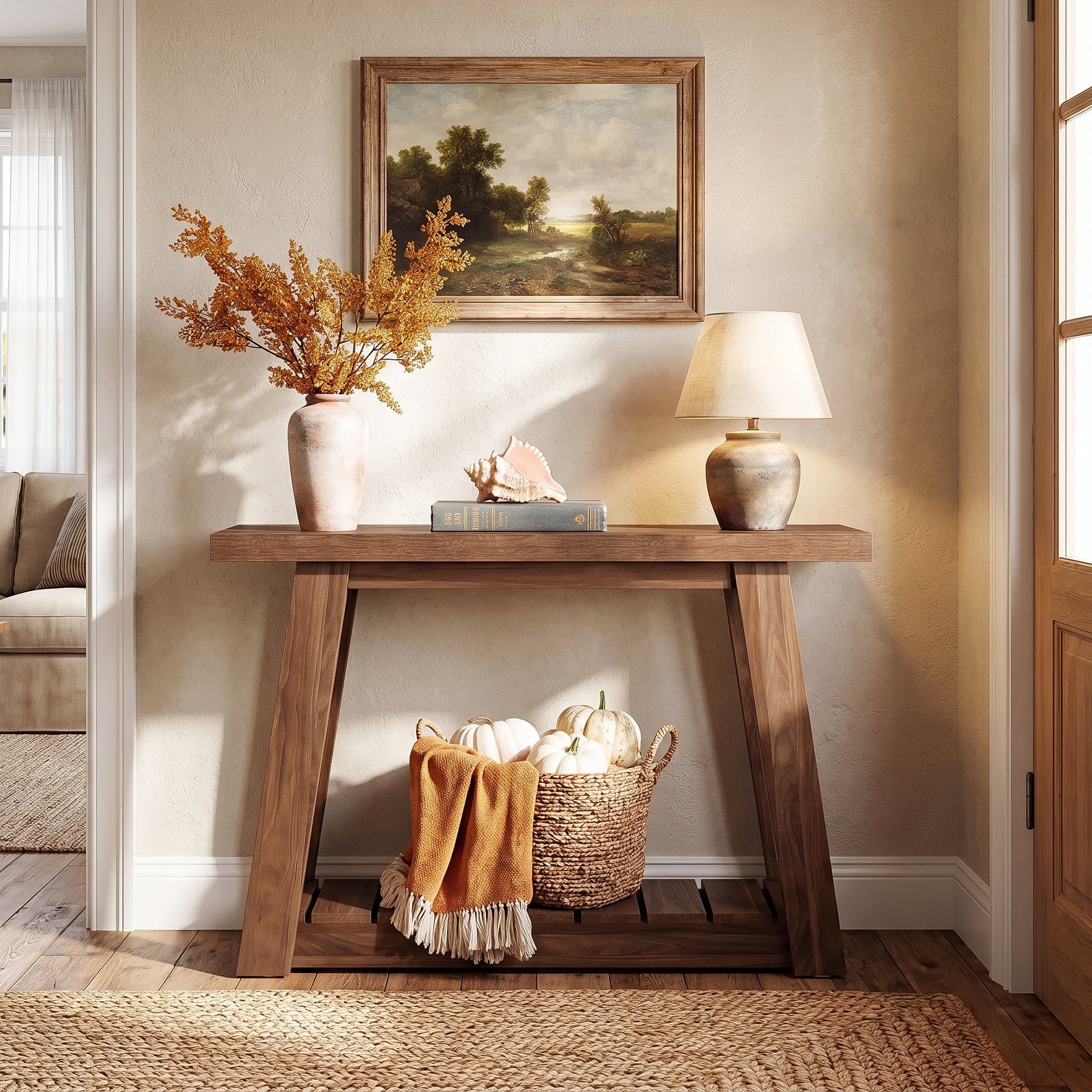 Tribesigns 41.3-Inch 2-Tier Wood Console Table, Narrow Entryway Storage Sofa Table with Open Shelves for Living Room and Hallway