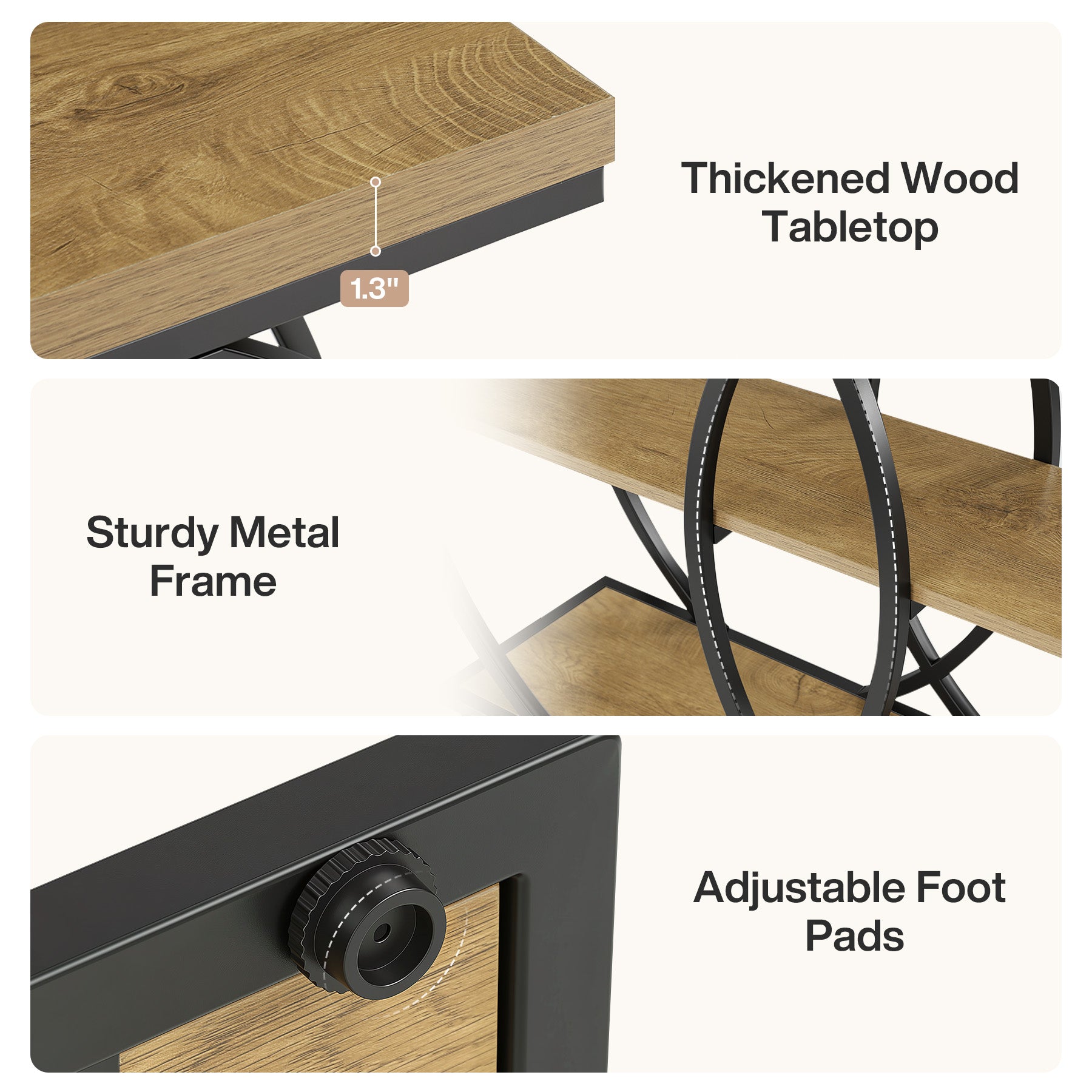 41.3" Industrial Console Table with 3-Tier Storage, Entryway Table for Living Room Hallway Foyer