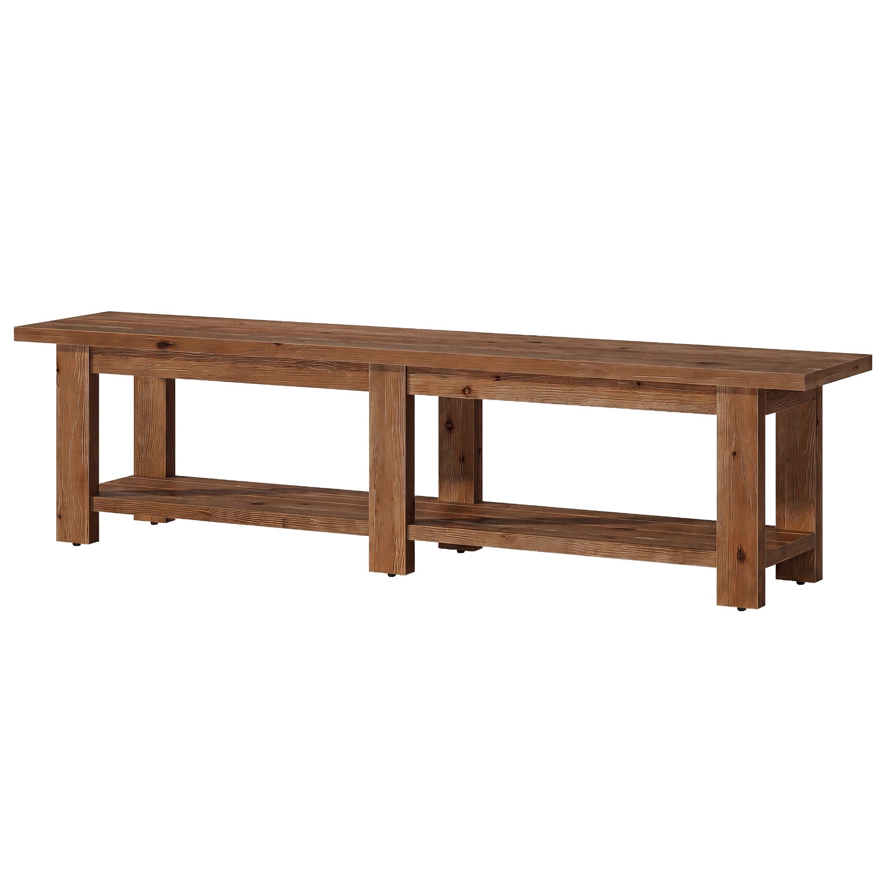 Tribesigns 70.9-Inch Solid Wood Shoe Bench with Storage, Extra Long Farmhouse Bench for Entryway