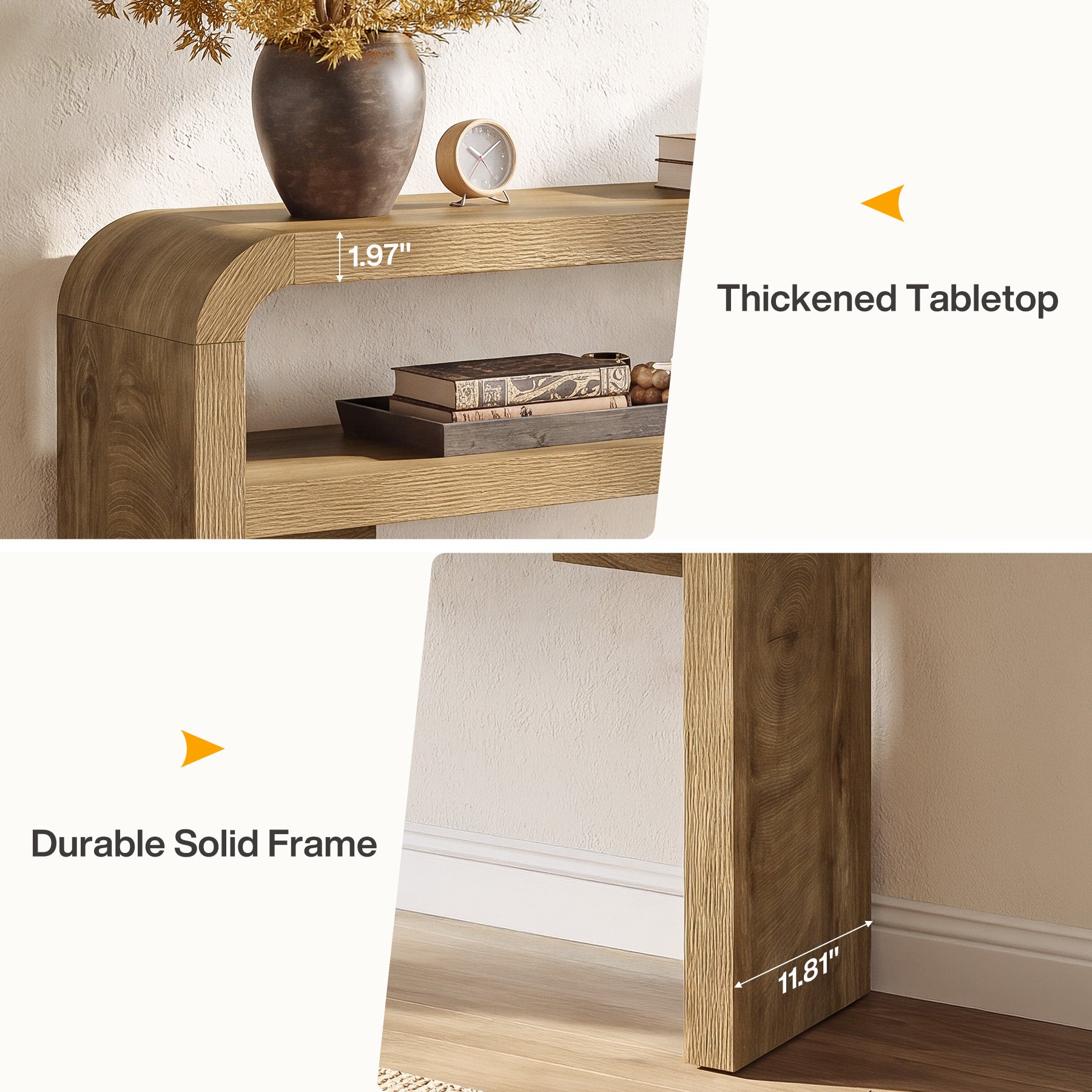 63 Inch Long Console Table with 2-Tier Storage, Narrow Sofa Table for Living Room