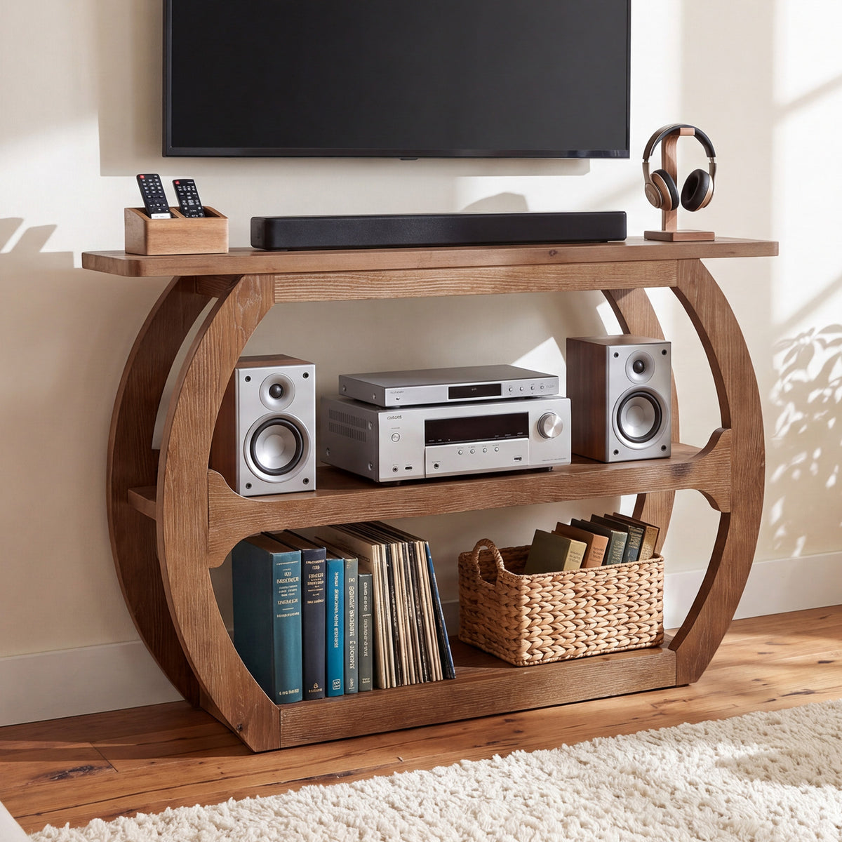 Tribesigns 41.3" Solid Wood Console Table with O-Shaped Base, Small Sofa Table for Entryway