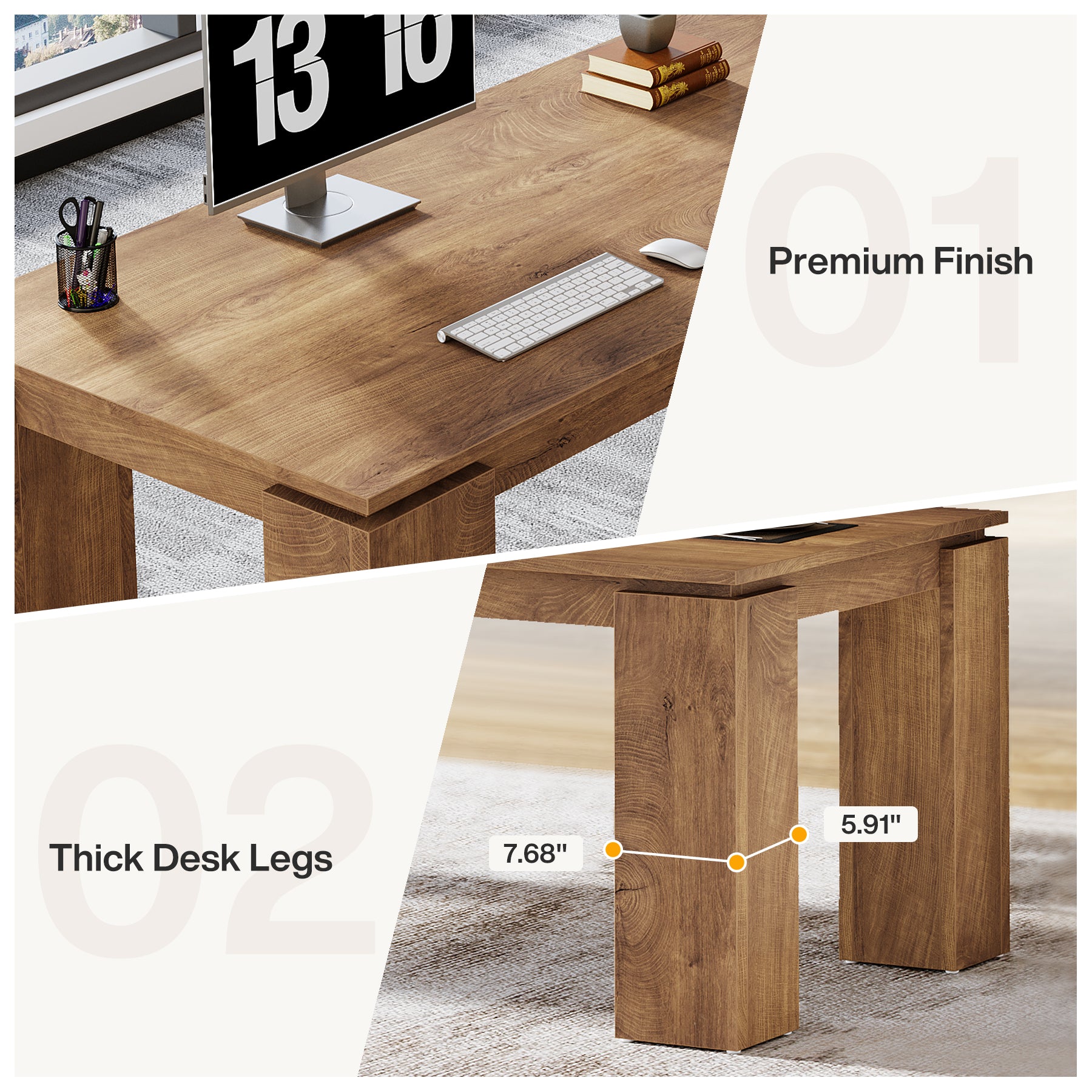 Tribesigns 86.61-Inch Two-Person Computer Desk, Extra Long Wood Workstation Table for Home Office Study Room