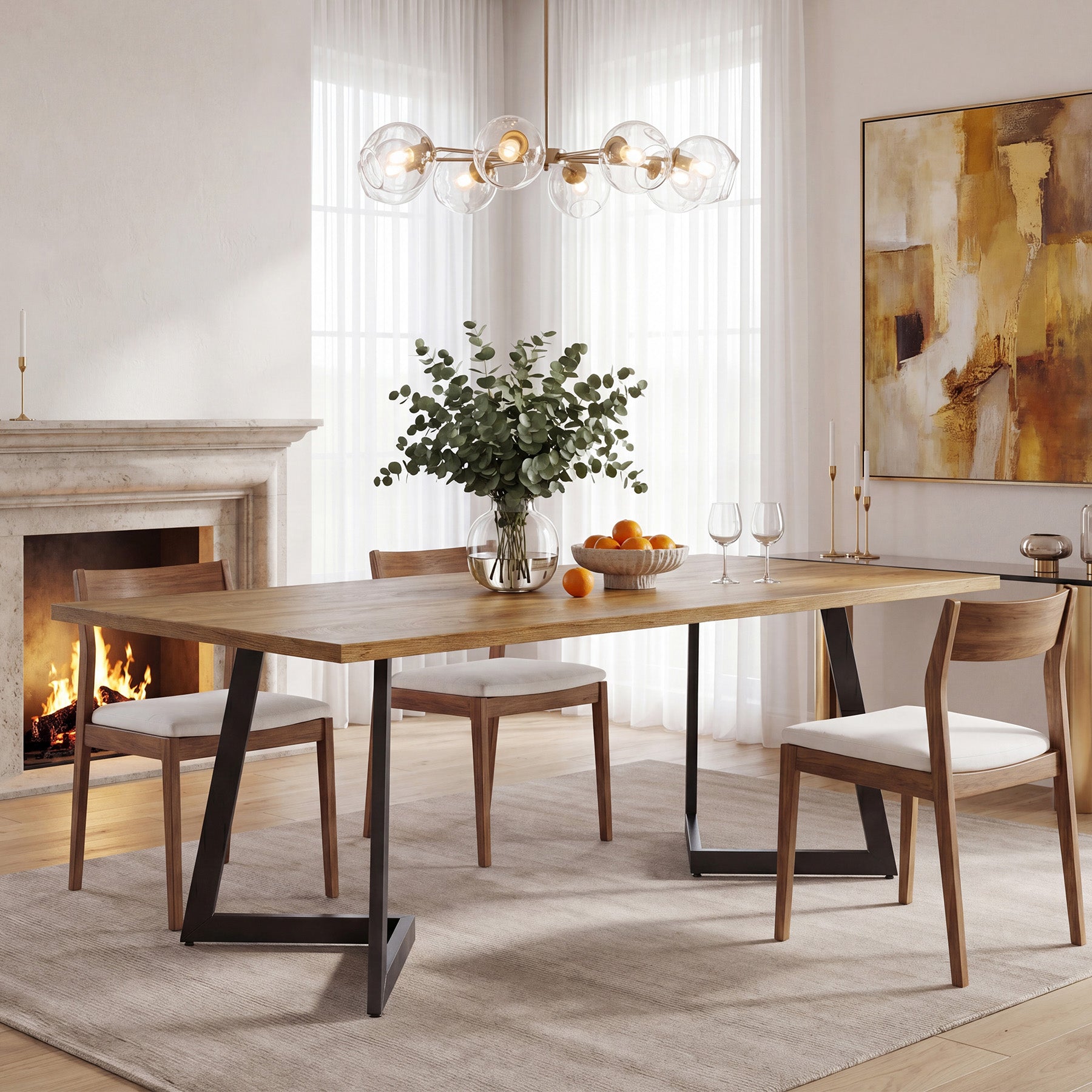 Tribesigns 62.2-Inch Rectangular Dining Table for 6 with Metal Legs, Farmhouse Kitchen Table for Dining Room and Small Spaces (Only Table)