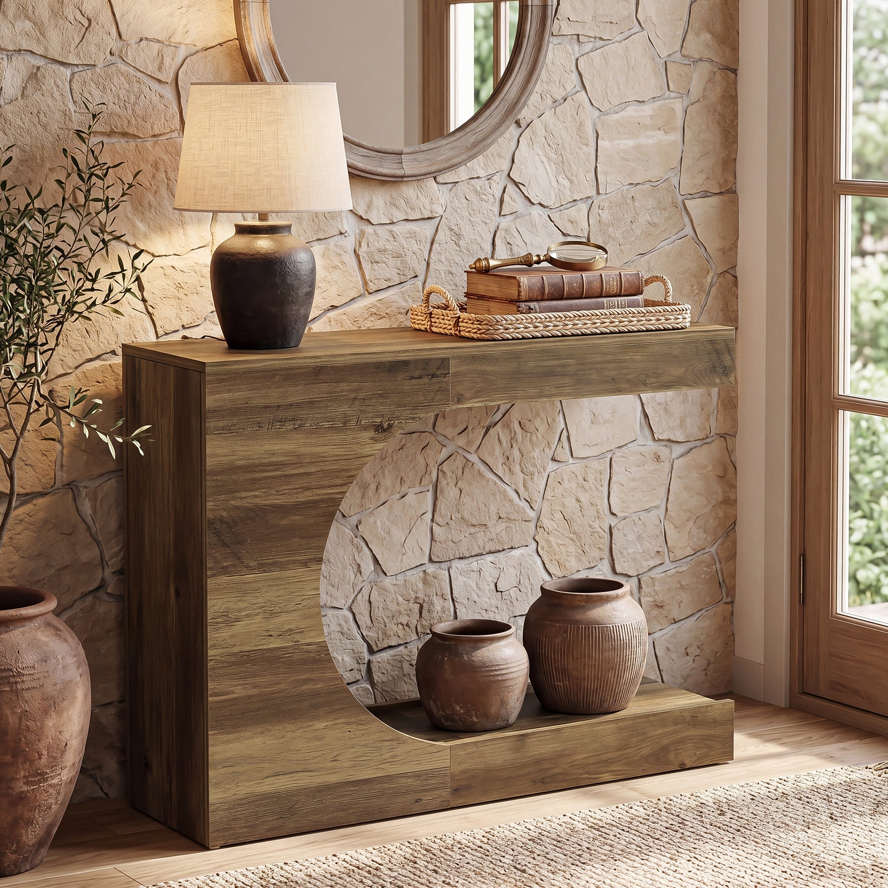 Tribesigns 40-Inch Farmhouse Console Table with C-Shaped Design, Small Entryway Table for Foyer and Living Room