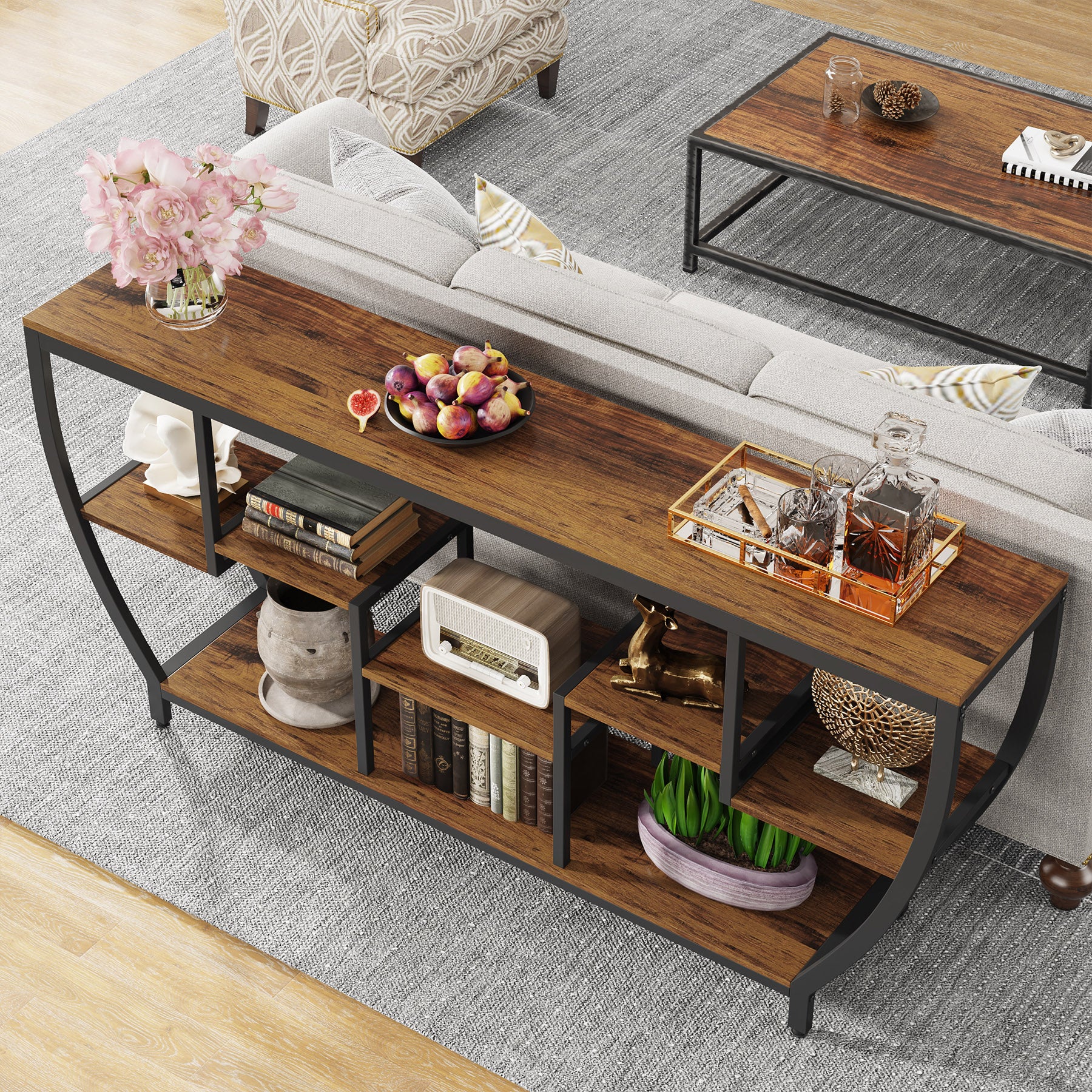Tribesigns 70.9" Sofa Table with Shelves, Console Table for Living Room