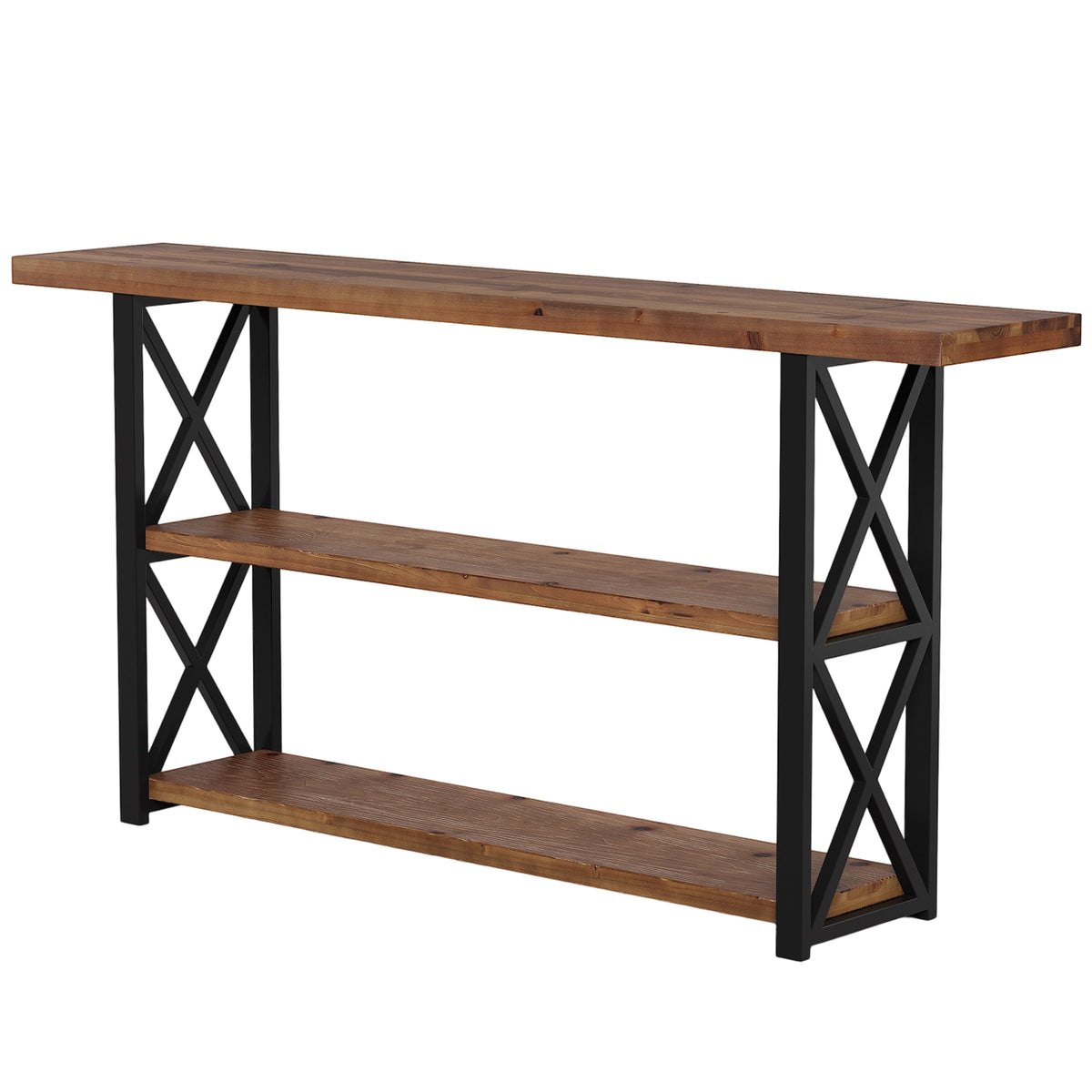 Tribesigns 63-Inch Narrow Console Table with 3-Tier Storage, Rustic Sofa Table for Hallway and Entryway