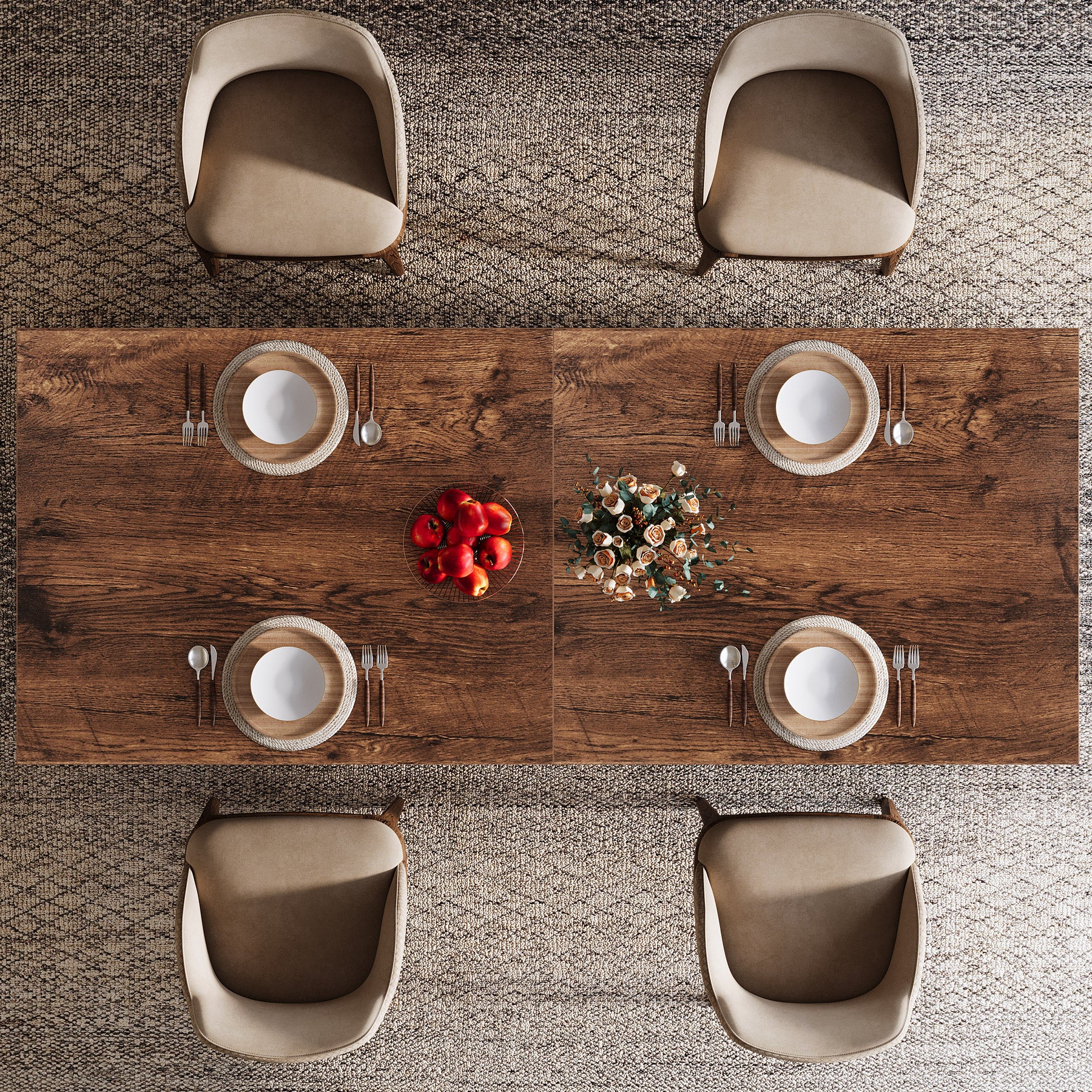 78.7" Large Dining Table for 8 Seater, Modern Rectangular Wooden Table