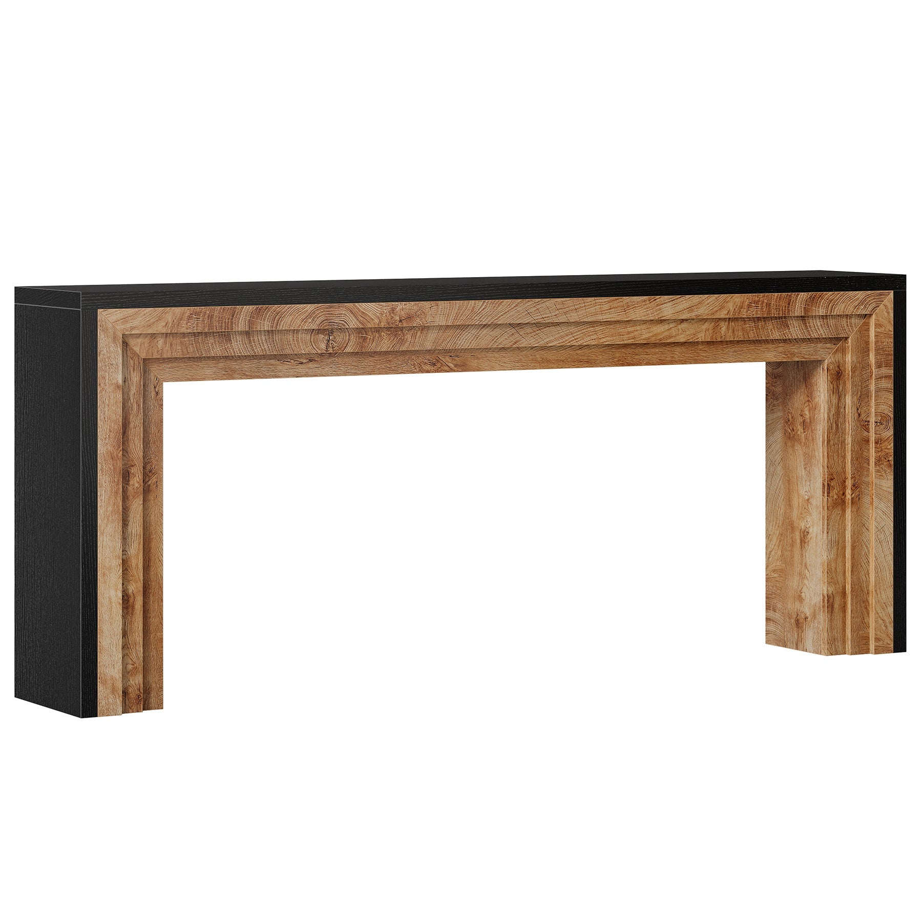 71" Farmhouse Console Table - Narrow Wood Sofa Table in Black & Natural for Entryway & Living Room