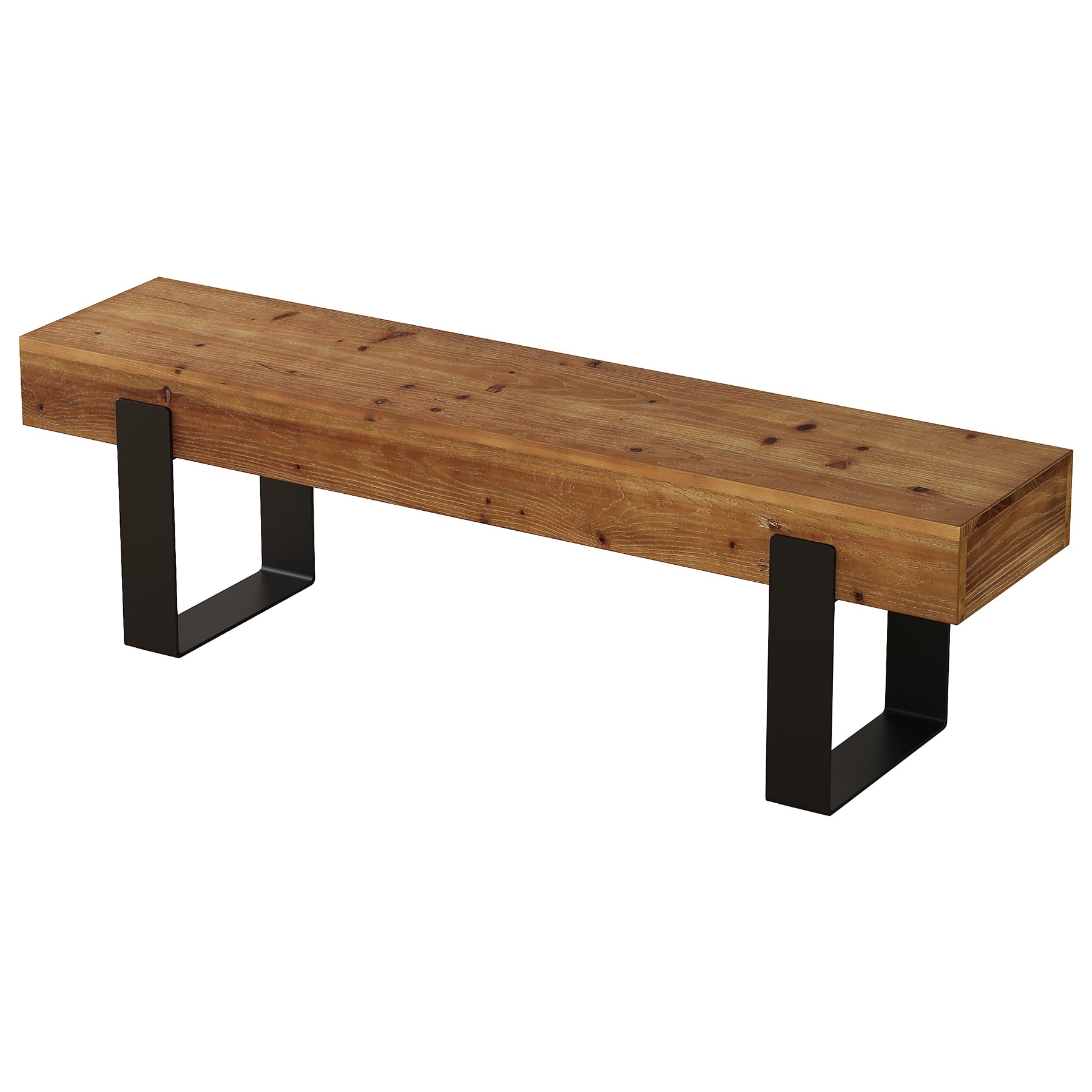 Tribesigns 63-Inch Solid Wood Dining Bench, Farmhouse Kitchen Seat with Metal Legs for Dining Room