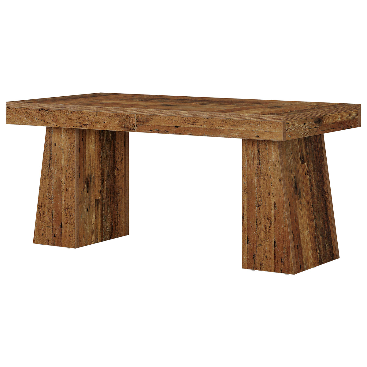 Tribesigns 55-Inch Dining Table for 4-6 People, Rectangular Farmhouse Kitchen Table with Double Pedestal Base