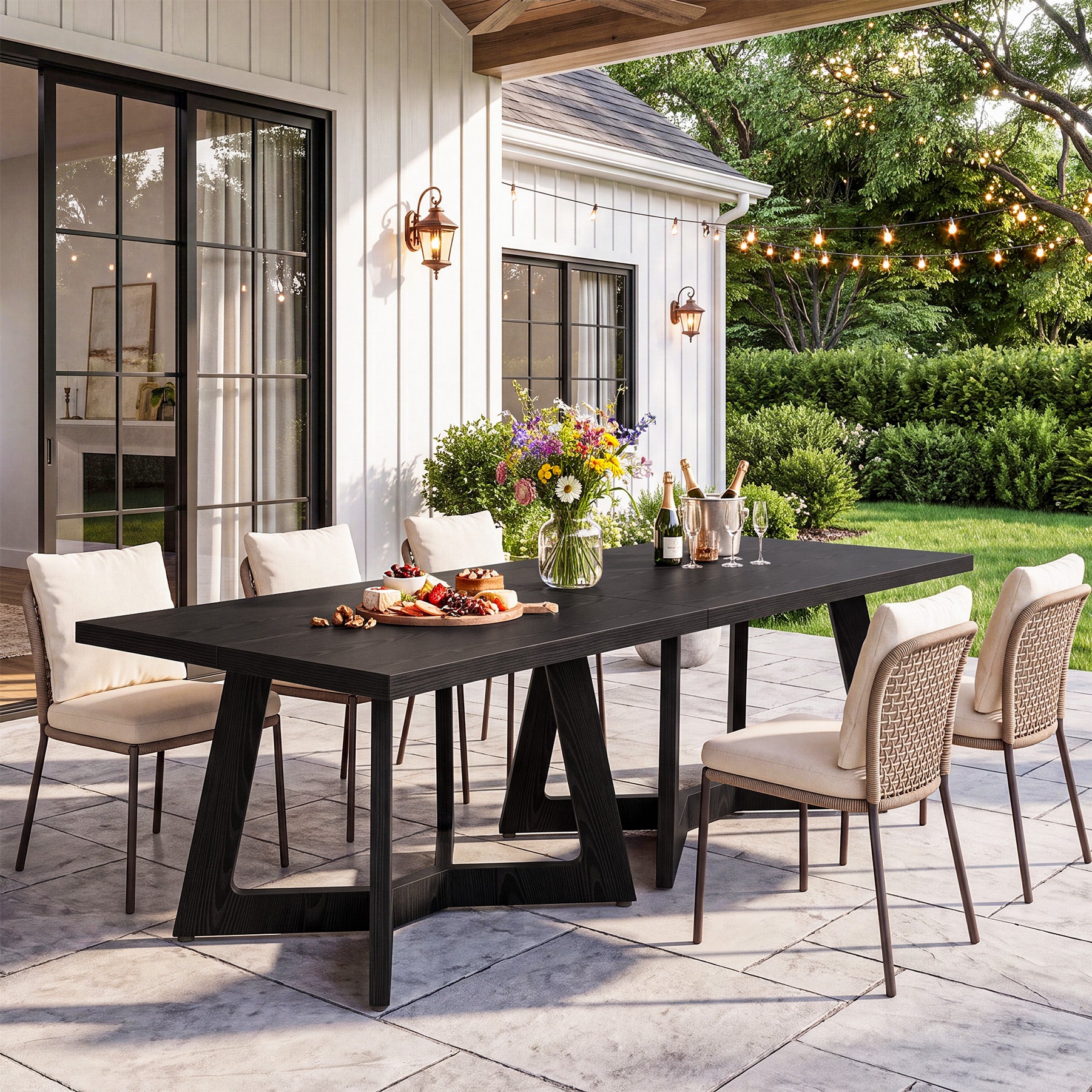 Tribesigns 39.37-Inch Square Dining Table for 2-4, Modern Black Kitchen Table with Stable Frame