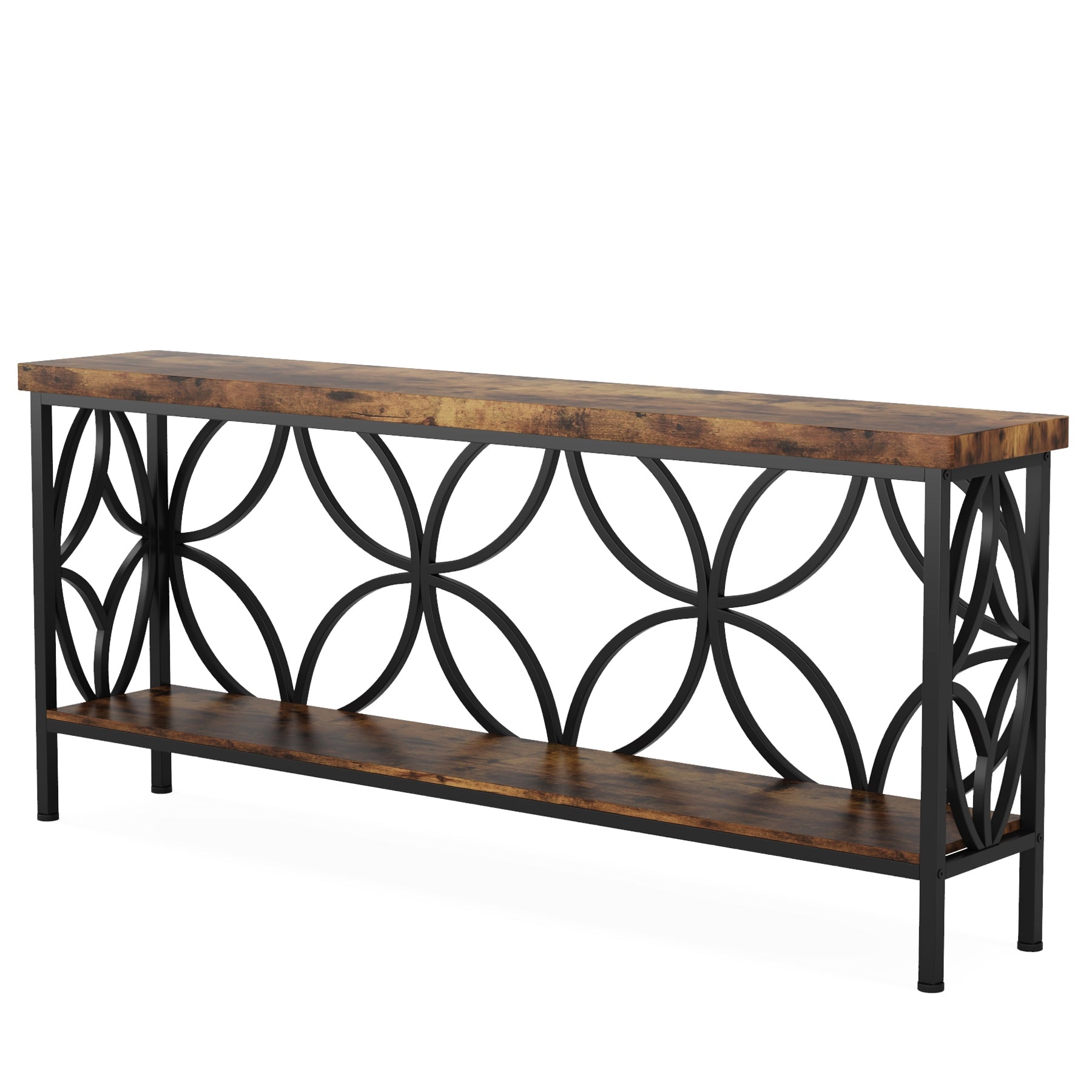 Tribesigns 63" Industrial Console Table, Narrow Sofa Table with Storage Shelf