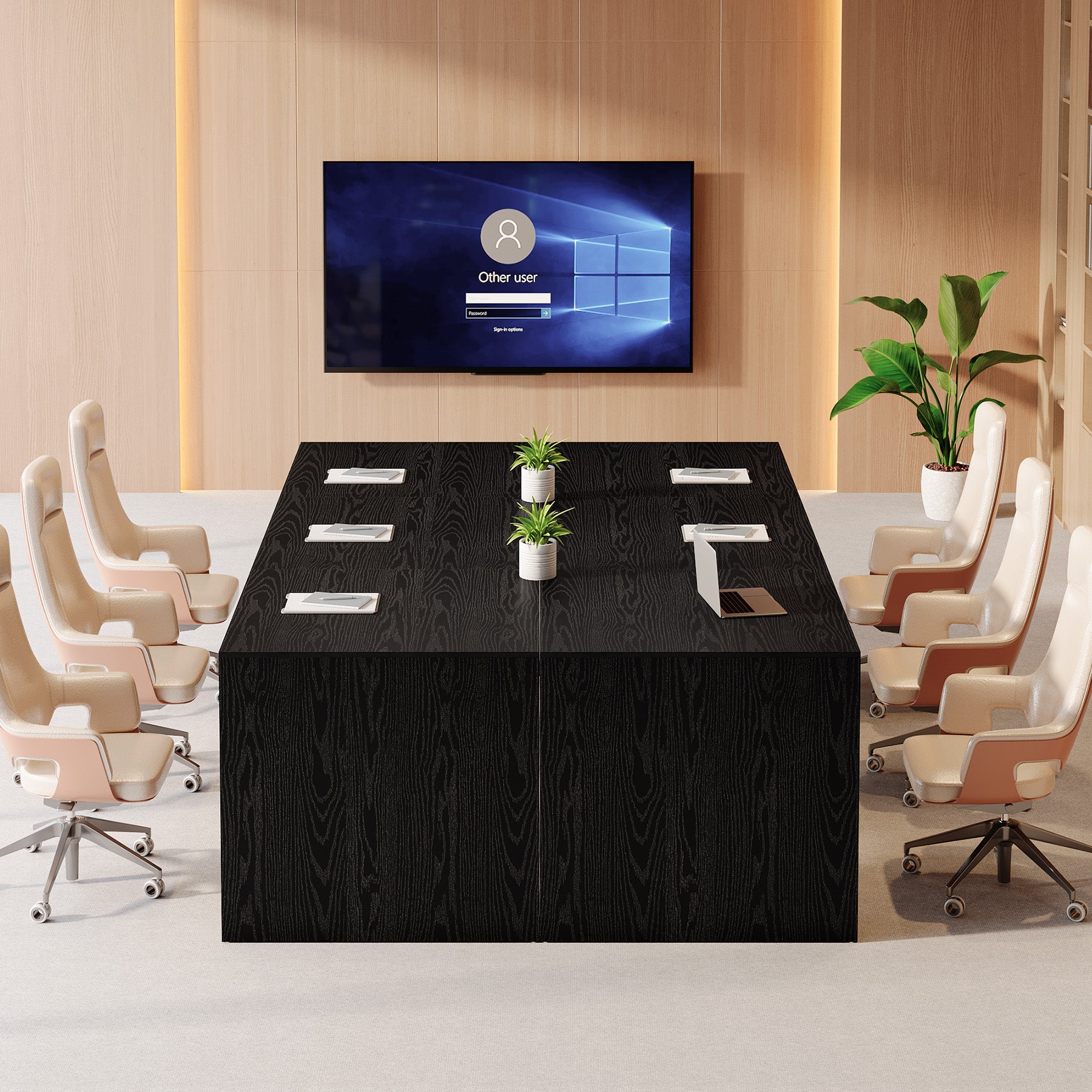 78.7-Inch Conference Table for 6 to 8 People with Reinforced Double-Rectangle Legs, Rustic Meeting Table for Office Boardroom and Conference Room