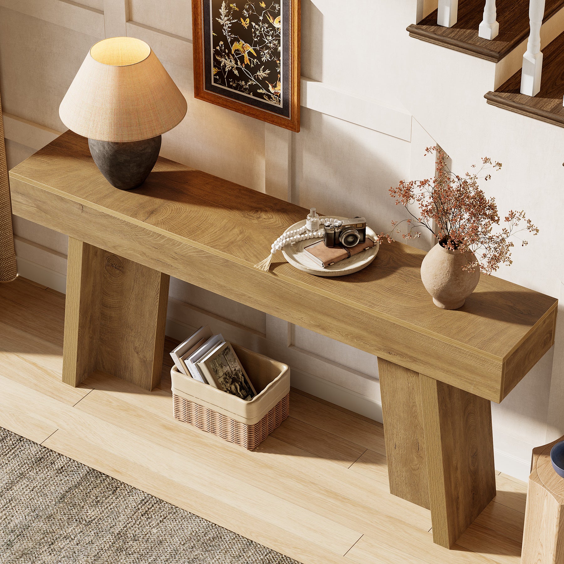 Tribesigns 70.9-Inch Long Console Table with Crossbar Support, Farmhouse Entryway Table for Living Room
