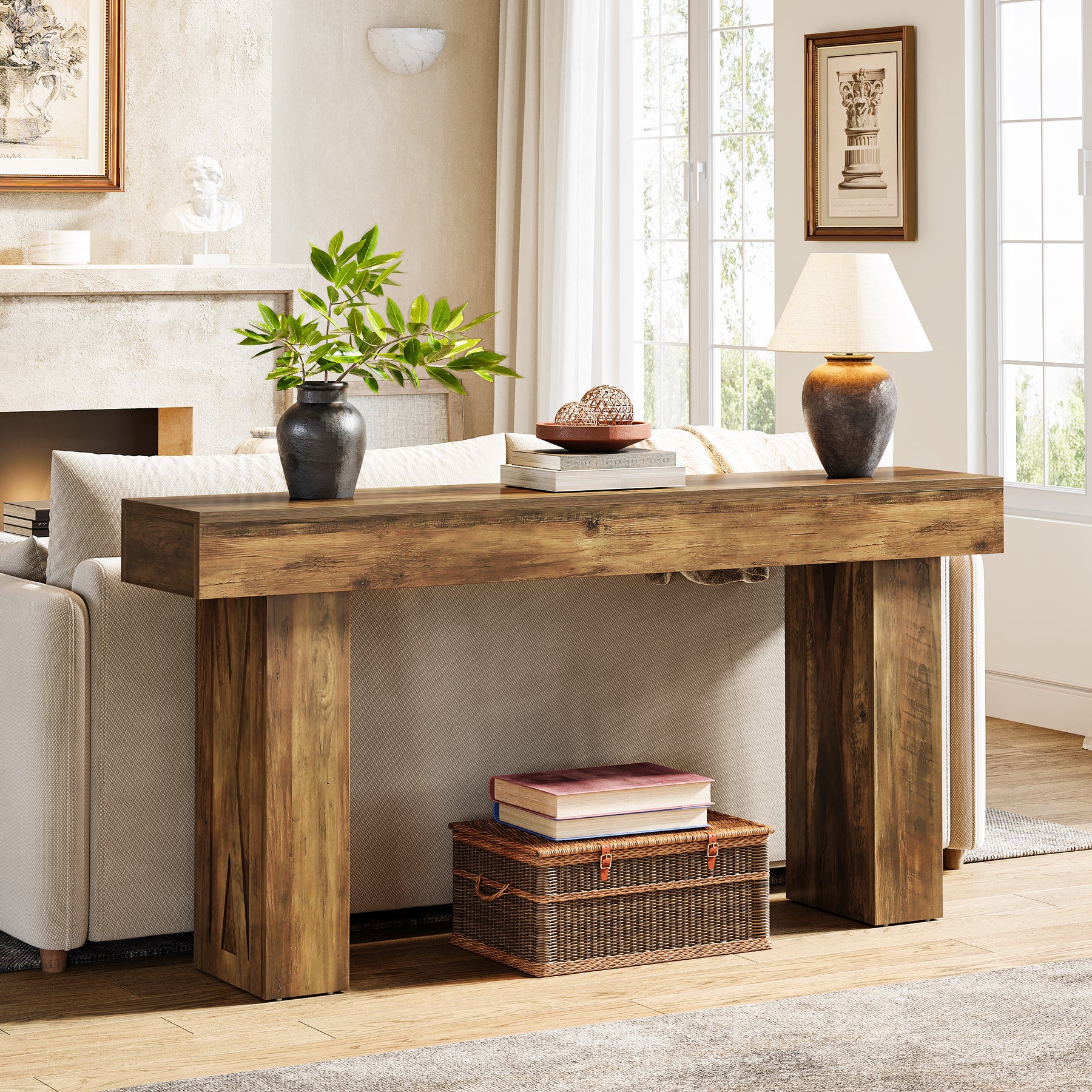 63 Inch Narrow Console Table, Modern Sofa Table for Entryway Living Room