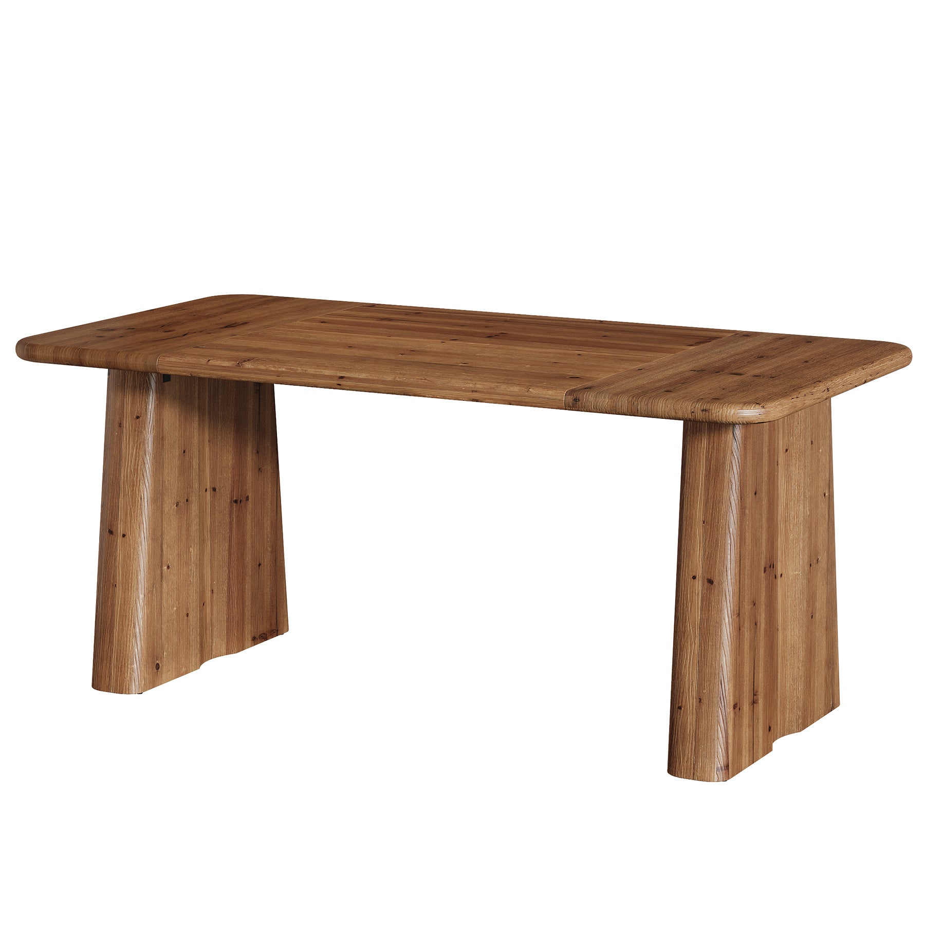 Tribesigns 63-Inch Solid Wood Dining Table with Double Pedestal Base, Rustic Table for Dining Room