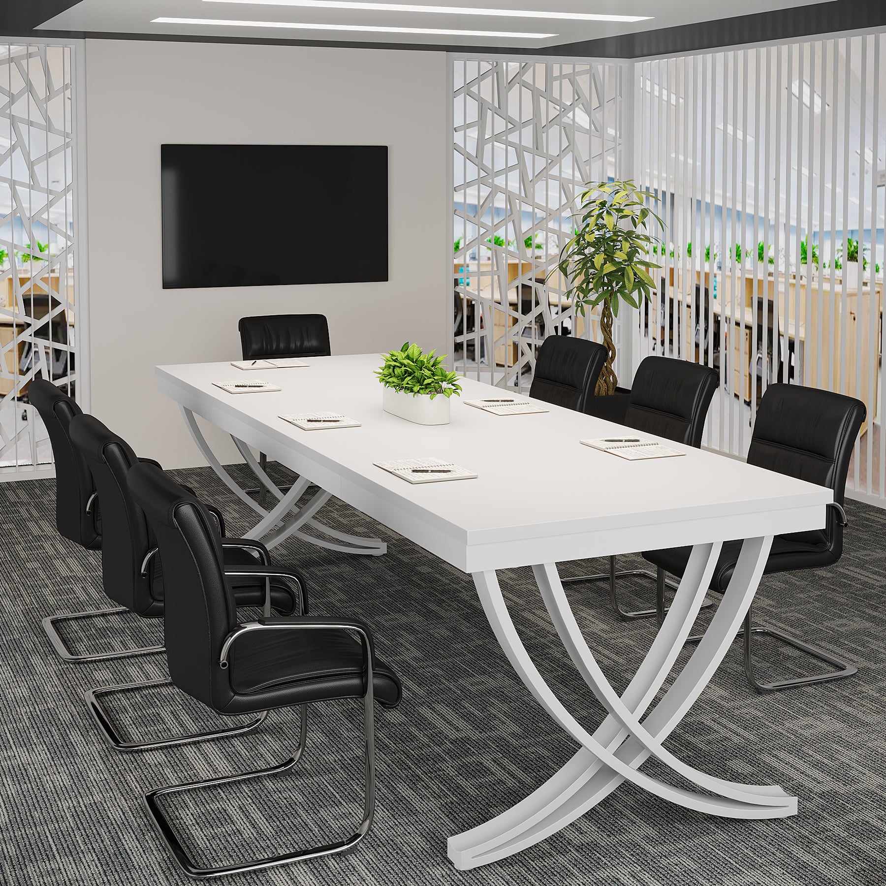 6.5FT Conference Table for 6-8 People, 78-Inch Rectangular Table with Metal Frame