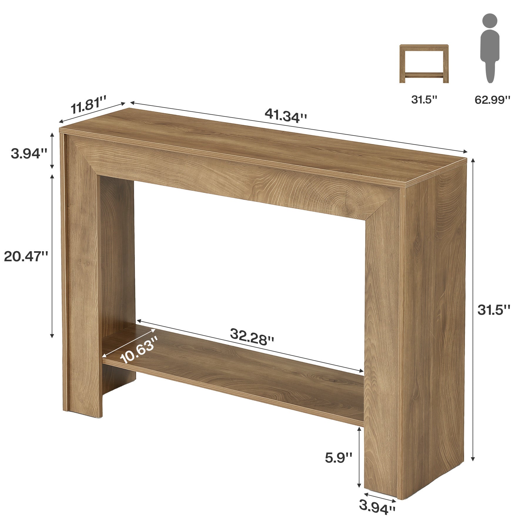 Tribesigns 41.3-Inch Farmhouse Console Table with 2-Tier Open Storage, Narrow Entryway Sofa Table for Living Room Hallway and Foyer