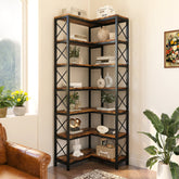 7-Tier Corner Bookshelf Corner Bookcase Storage Display Rack Tribesigns 3