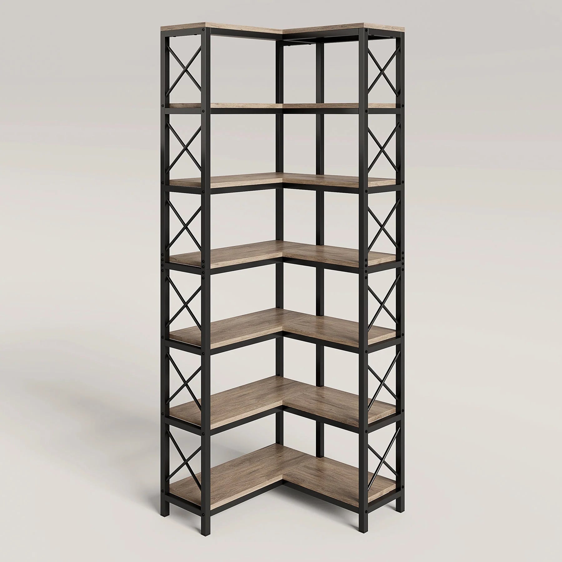 7-Tier Corner Bookshelf Corner Bookcase Display Storage Rack