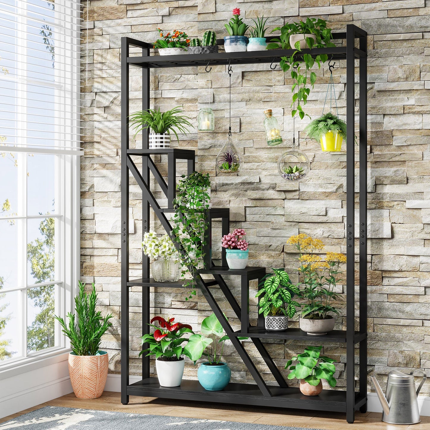 7-Tier Plant Stand, 70.9" Tall Flower Plant Shelf with 5 S-Hooks Tribesigns