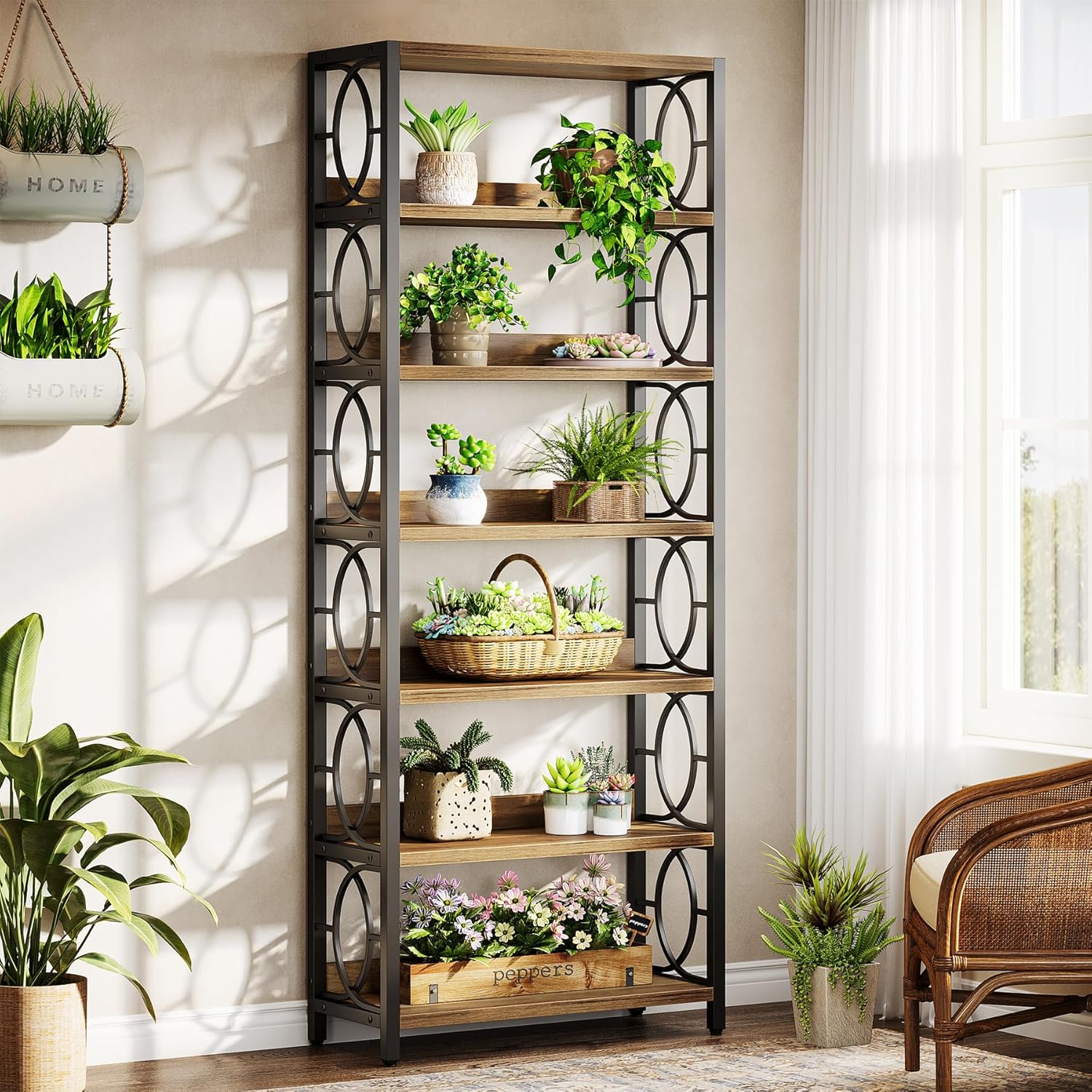 70.86" Tall Industrial Plant Stand - 6-Tier Heavy Duty Indoor/Outdoor Shelf