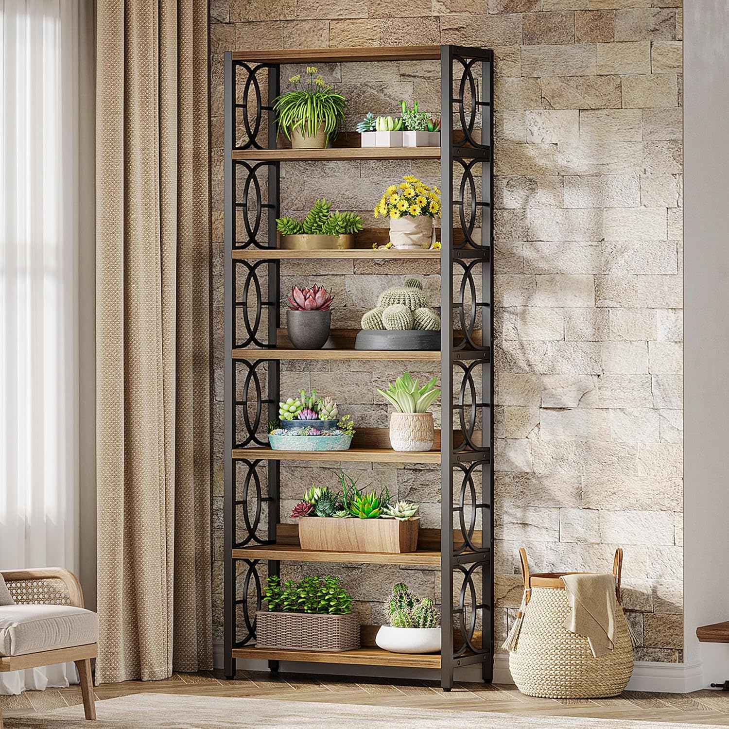 70.86" Tall Industrial Plant Stand - 6-Tier Heavy Duty Indoor/Outdoor Shelf