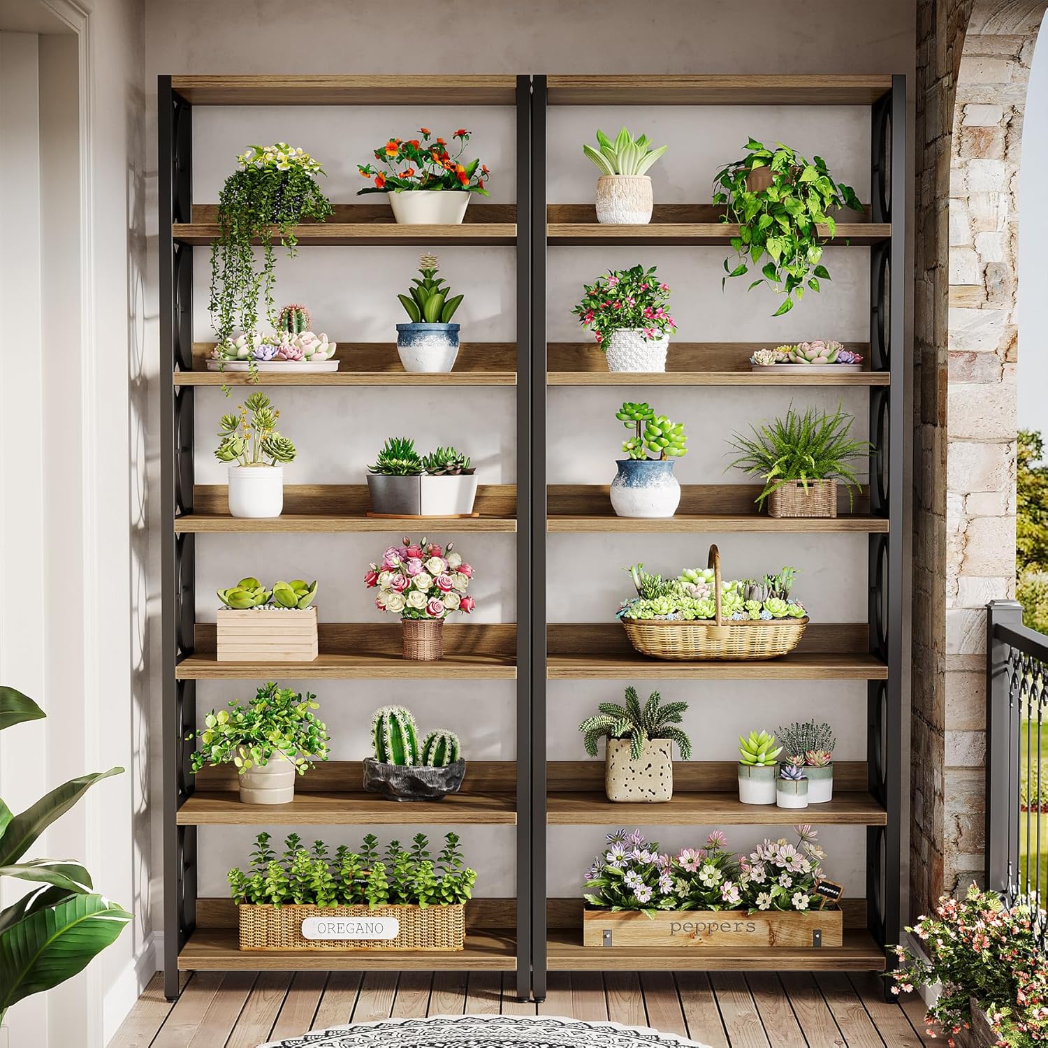 70.86" Tall Industrial Plant Stand - 6-Tier Heavy Duty Indoor/Outdoor Shelf