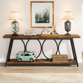 70.87" Long Console Table for Living Room - Rustic Shelf Design 3