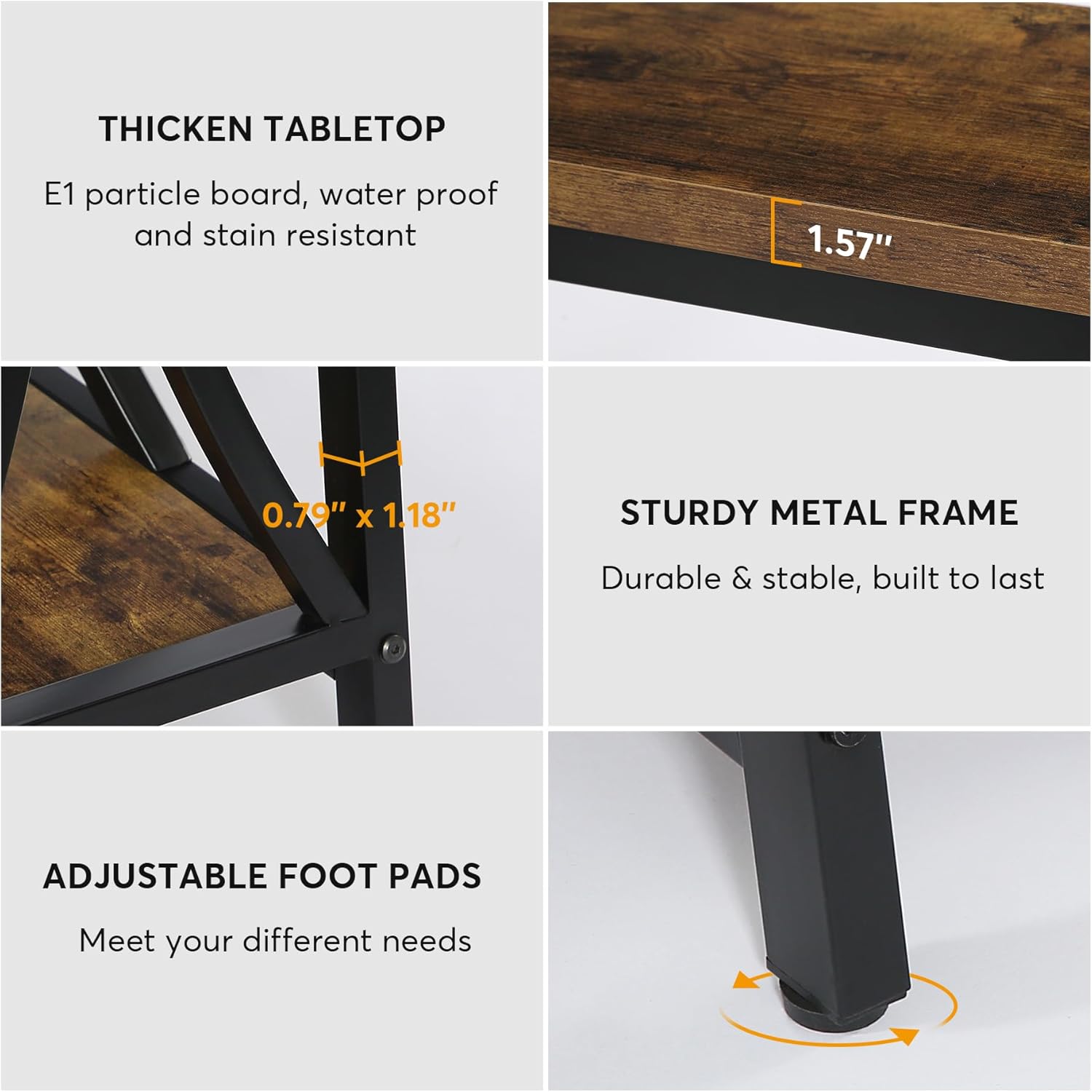 70.87" Long Console Table for Living Room - Rustic Shelf Design