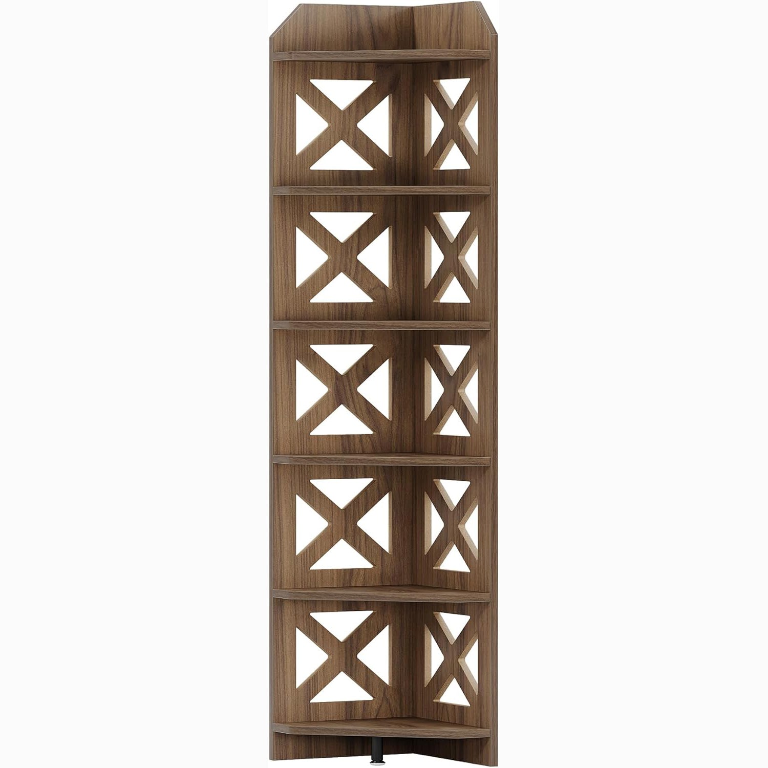 70.8" Corner Shelf - 6-Tier Rustic Farmhouse Bookcase