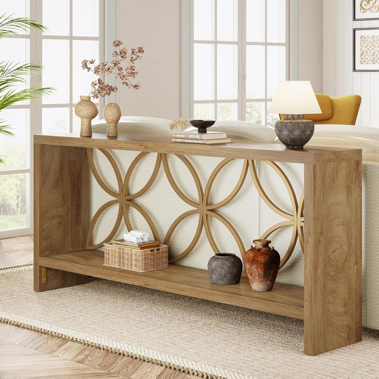 70.9" Console Table, Farmhouse Sofa Table Entryway Table with Storage